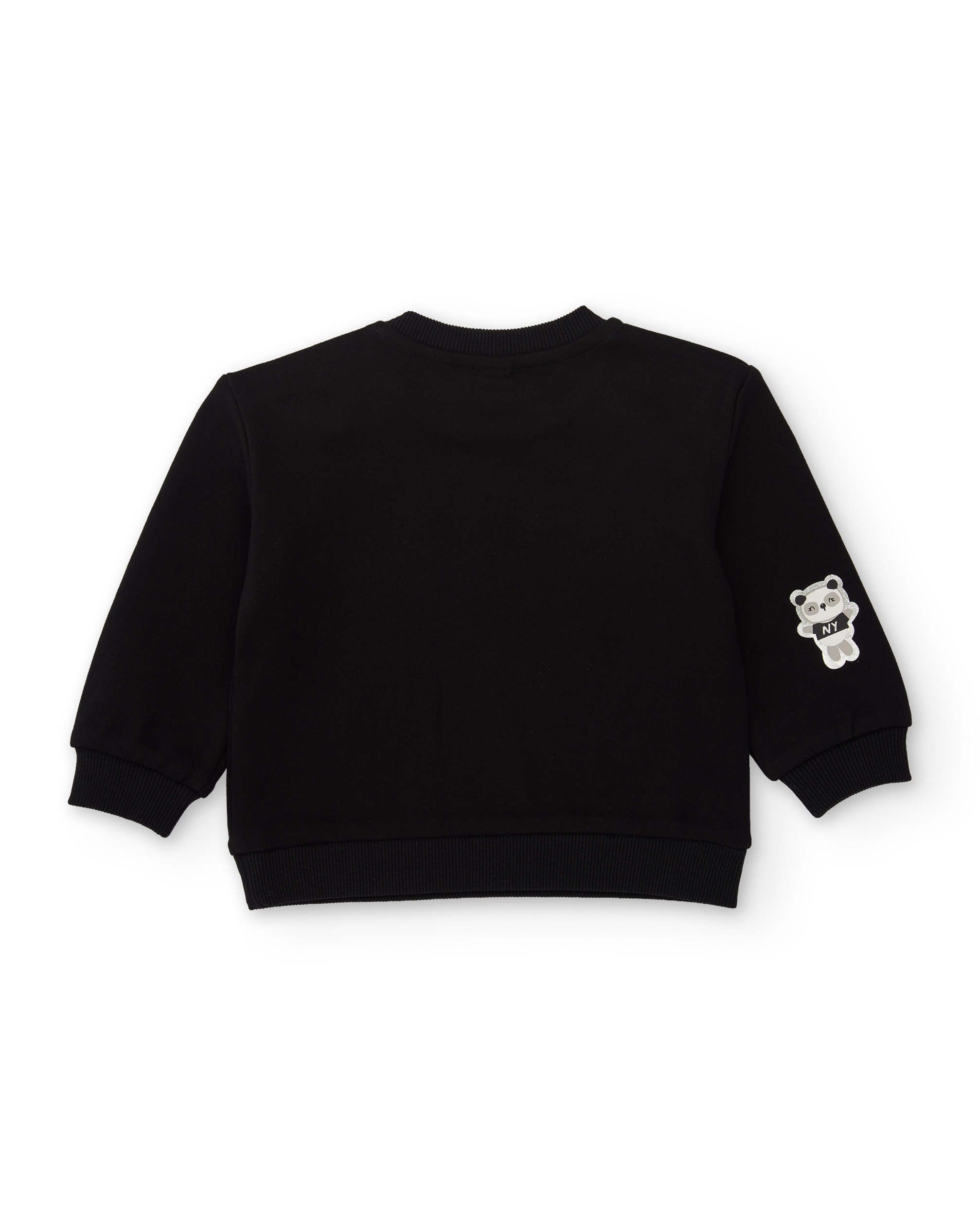 Sweatshirt Infantil de Felpa com Estampado de Coração e Toque Quente Preto-2