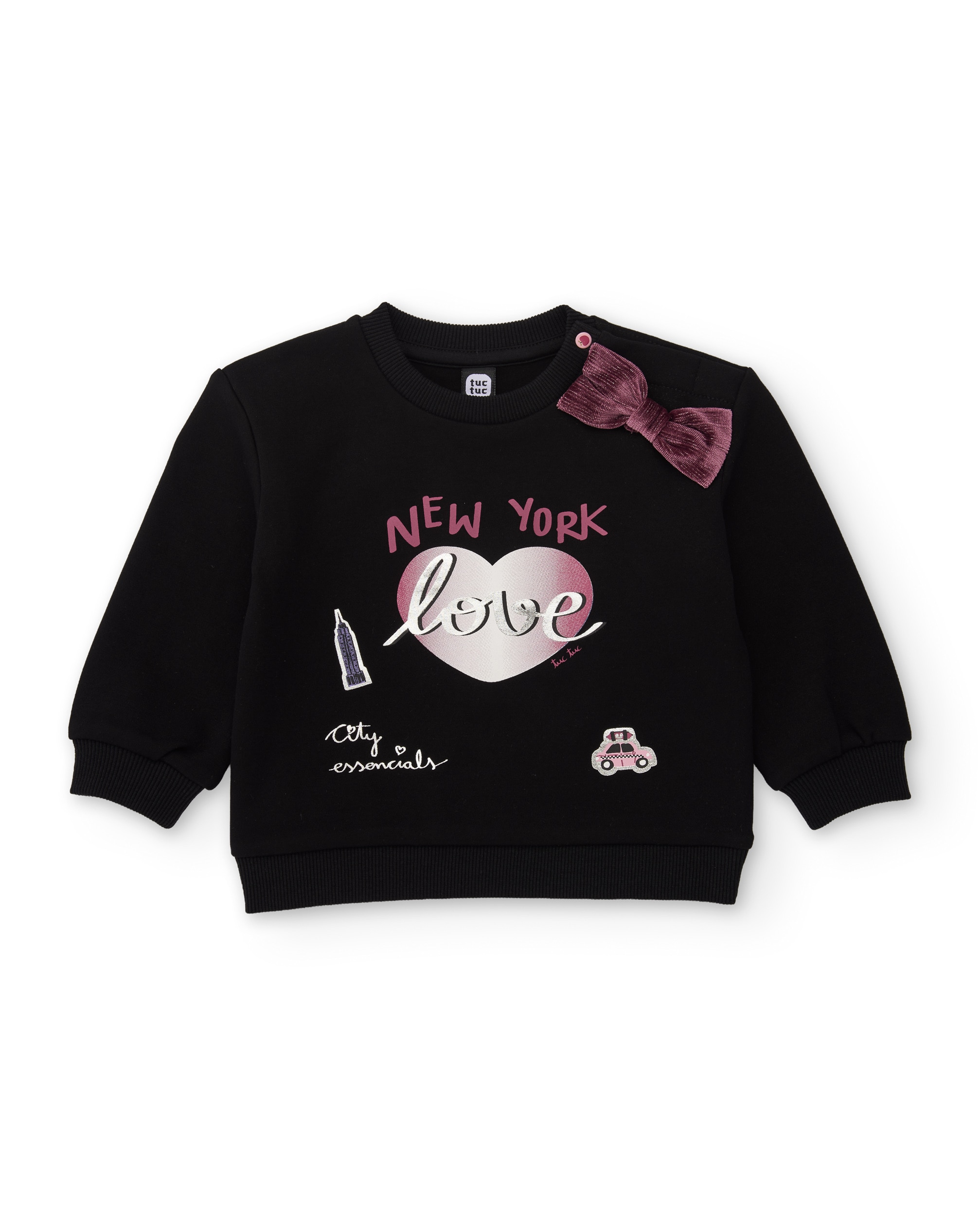 Imagem 0 de Sweatshirt Infantil de Felpa com Estampado de Coração e Toque Quente