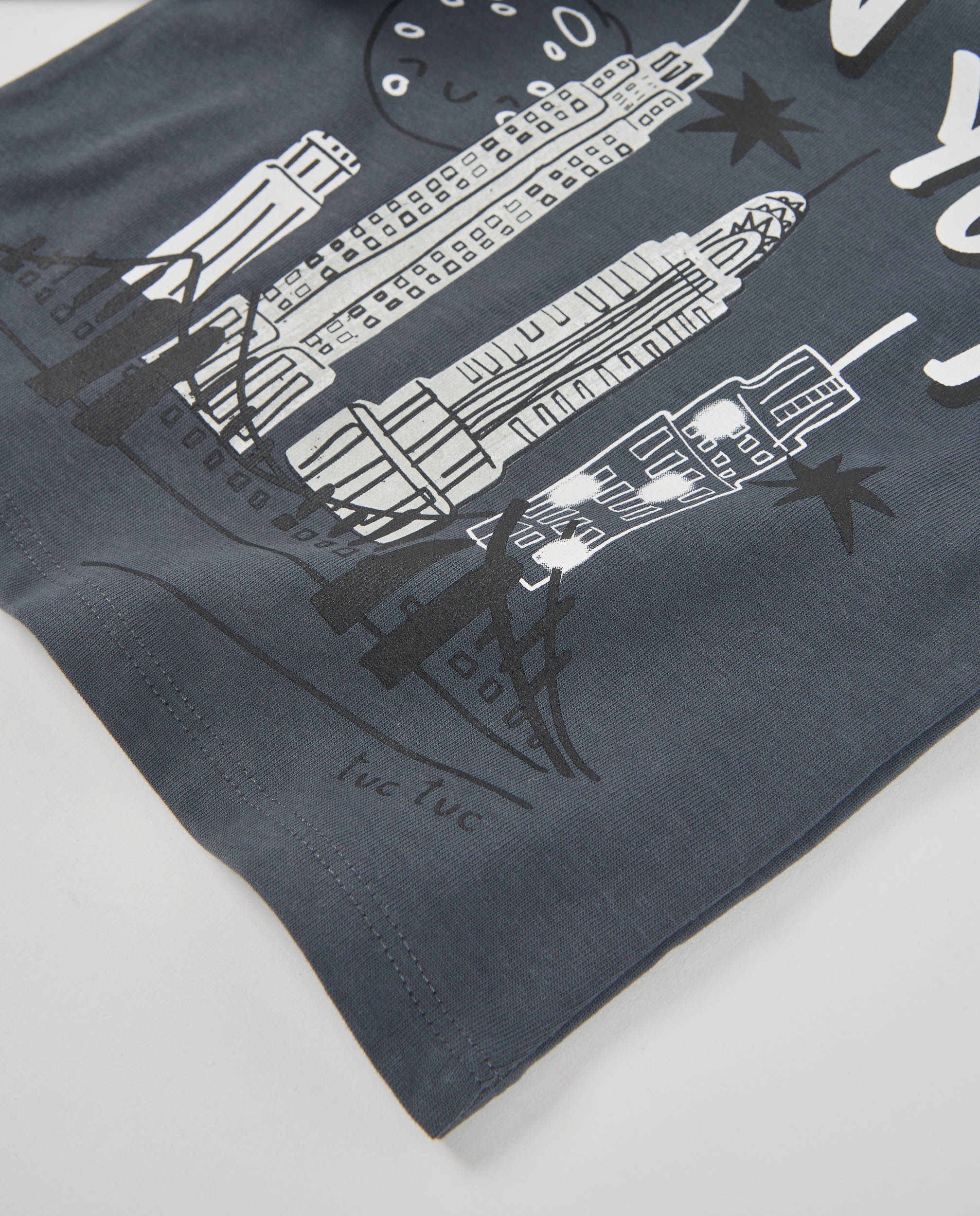 T-shirt Infantil de Malha com Estampado de Cidade Tuc tuc Cinzento-escuro-4
