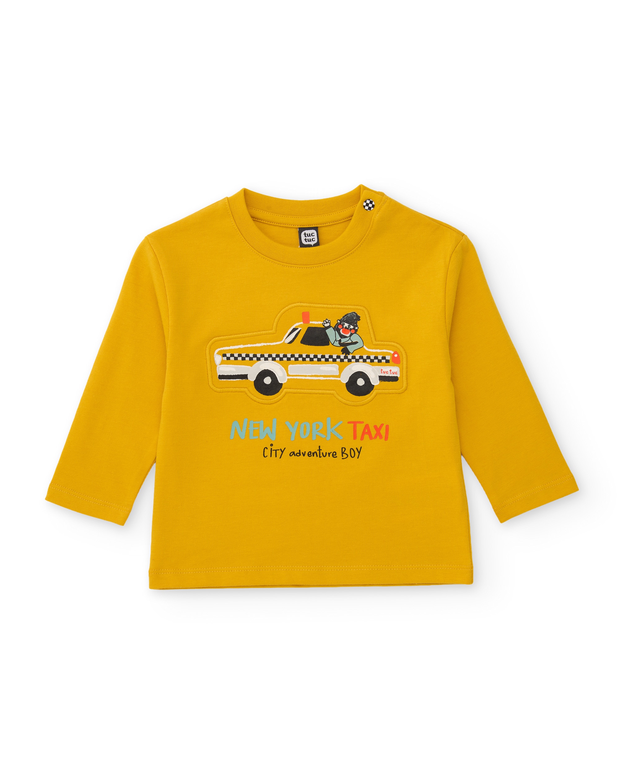 T-shirt Infantil de Malha com Aplique de Carro Amarelo-2