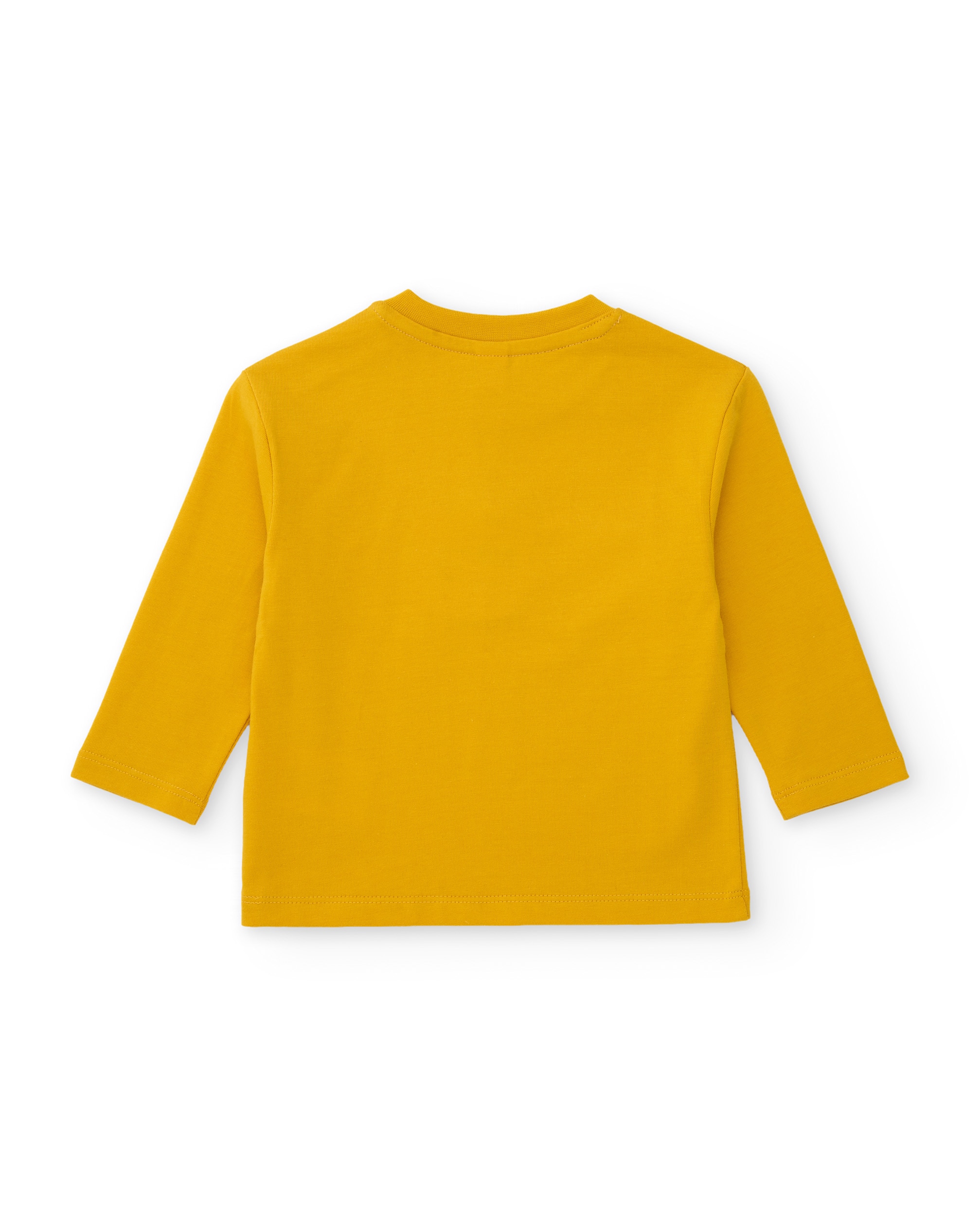 T-shirt Infantil de Malha com Aplique de Carro Amarelo-3