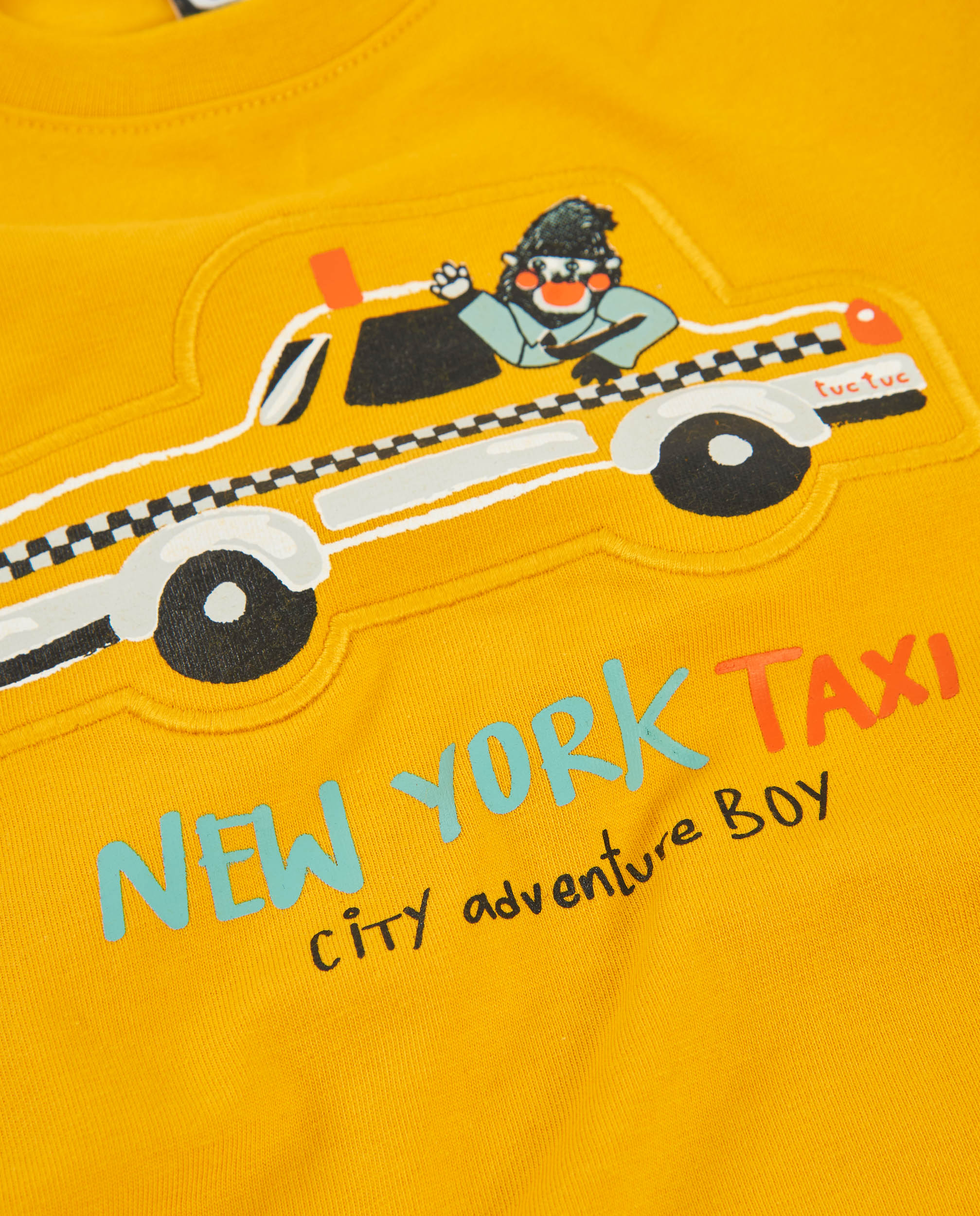 T-shirt Infantil de Malha com Aplique de Carro Amarelo-5