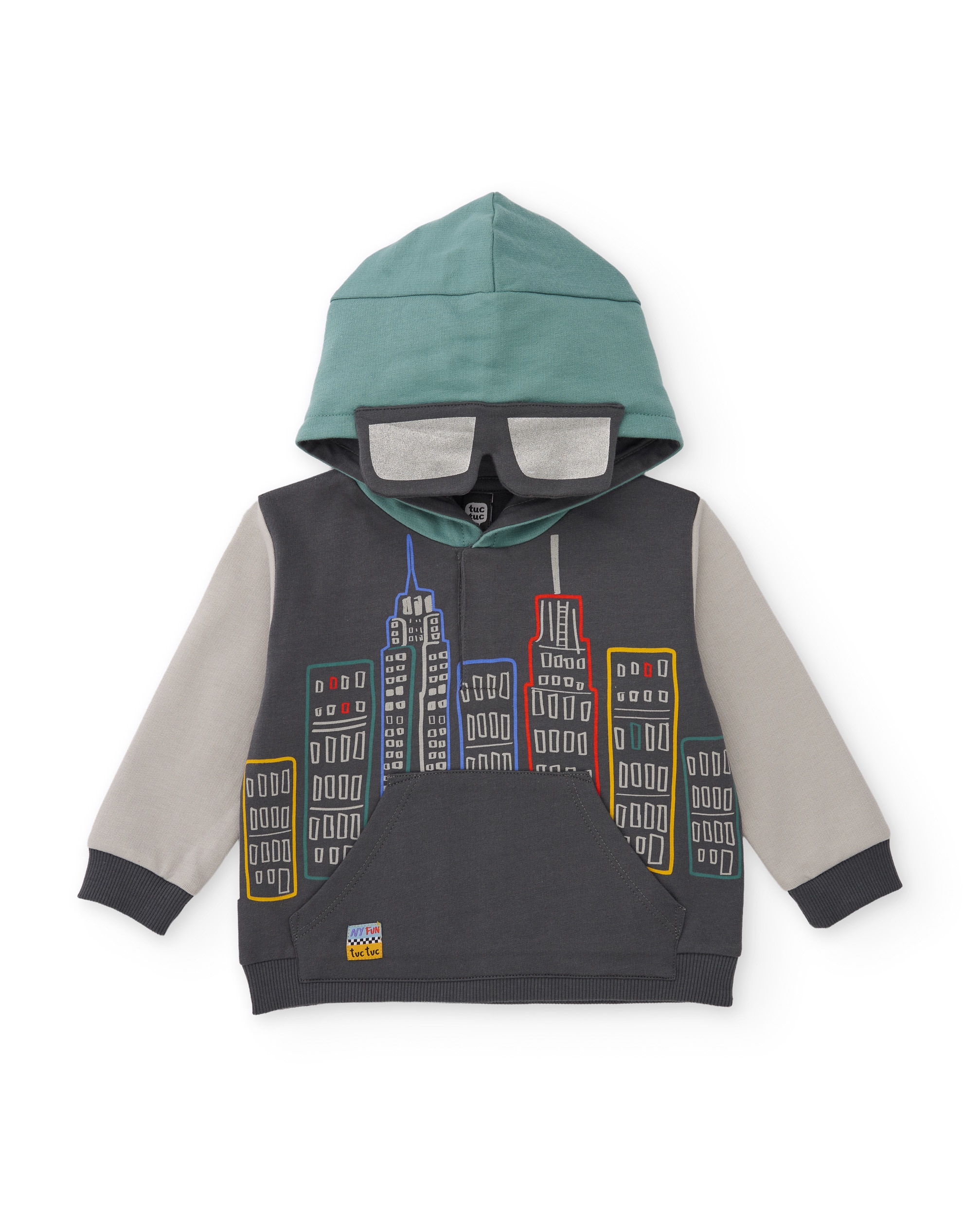 Imagem 0 de Sweatshirt Infantil de Felpa com Capuz e Estampado Urbano