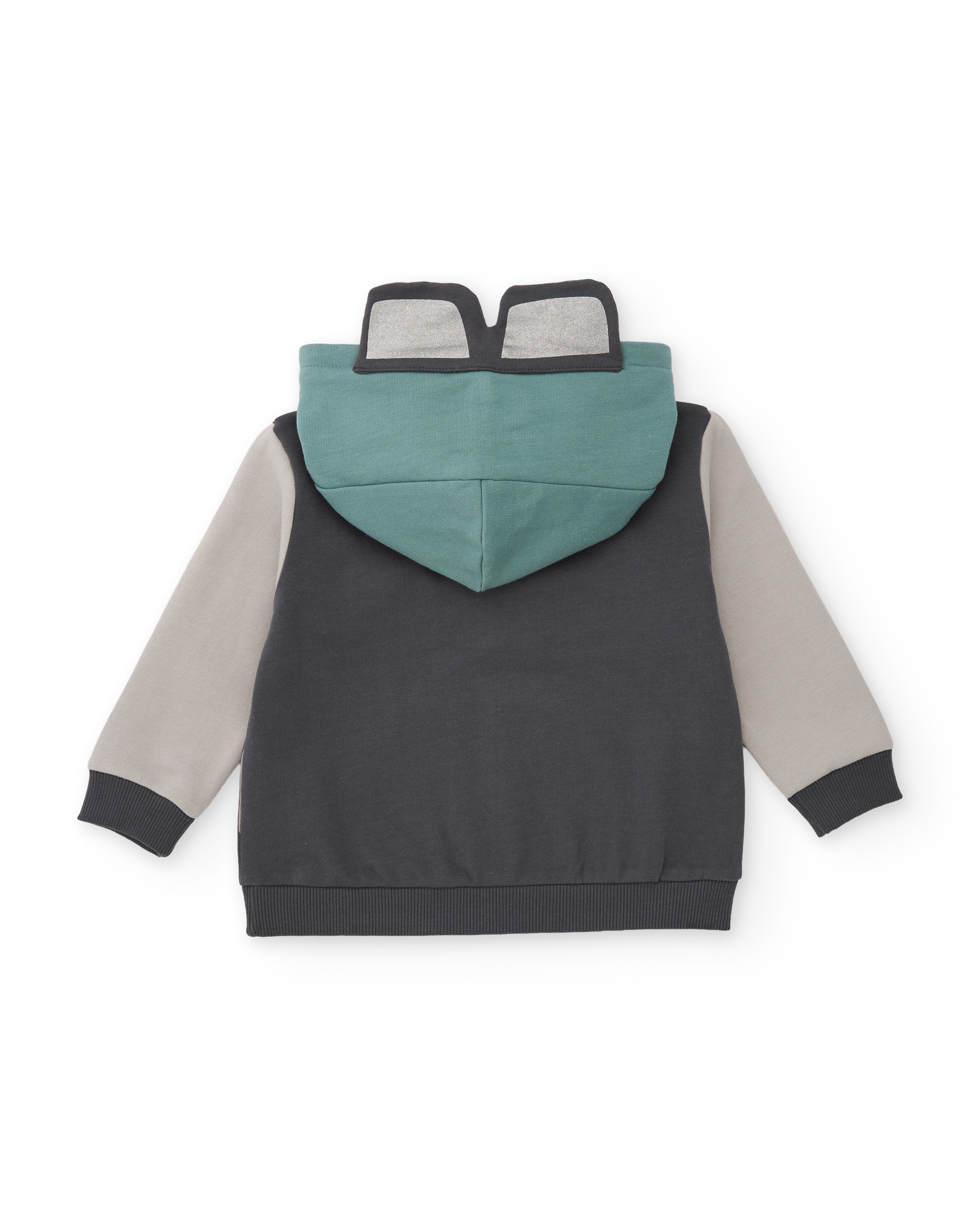 Sweatshirt Infantil de Felpa com Capuz e Estampado Urbano Cinzento-2