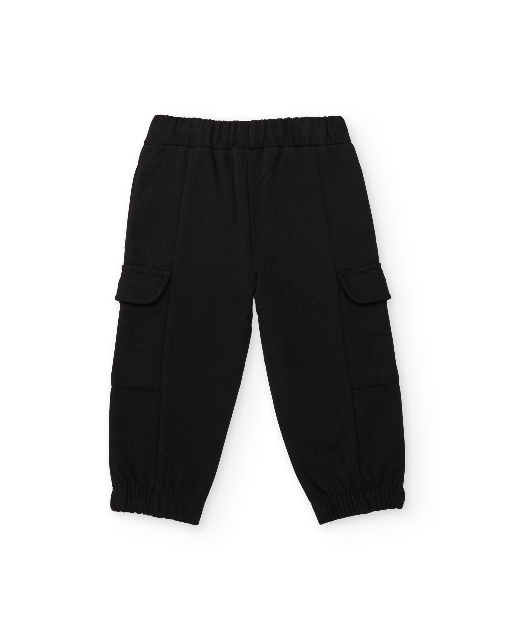 Calças Infantil de Felpa com Bolsos Laterais Preto-2