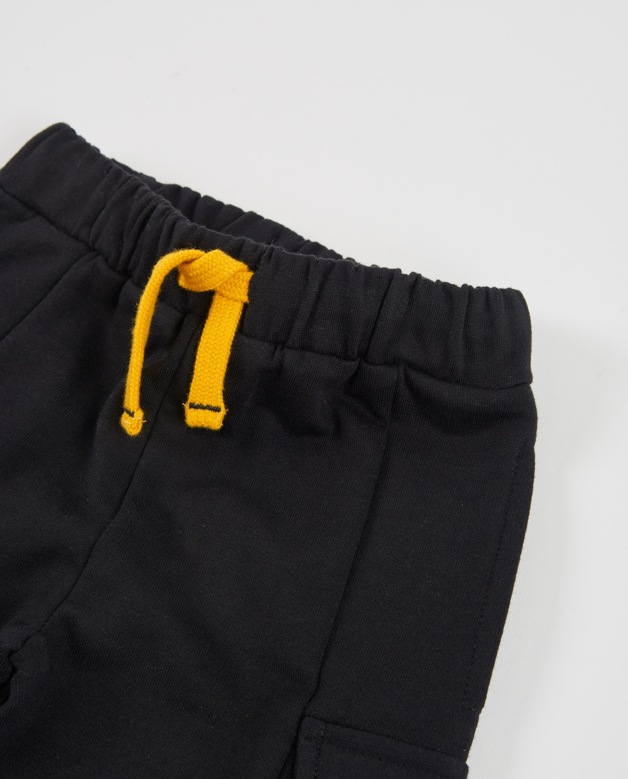 Calças Infantil de Felpa com Bolsos Laterais Preto-3