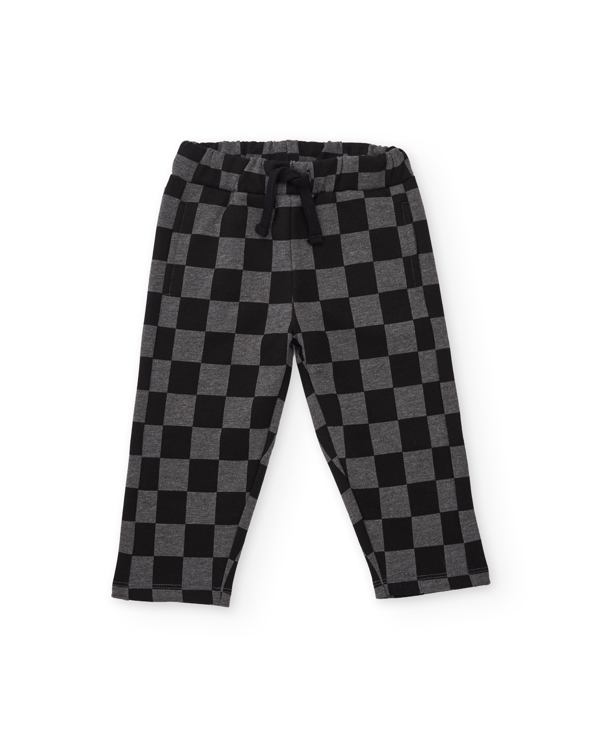 Calças Infantil de Felpa com Estampado Geométrico e Tacto Suave Preto-2
