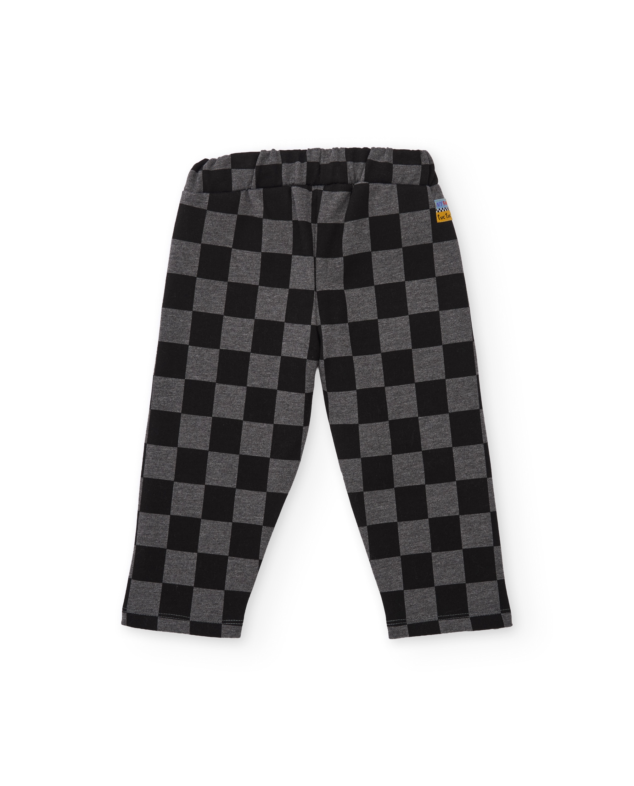 Calças Infantil de Felpa com Estampado Geométrico e Tacto Suave Preto-3