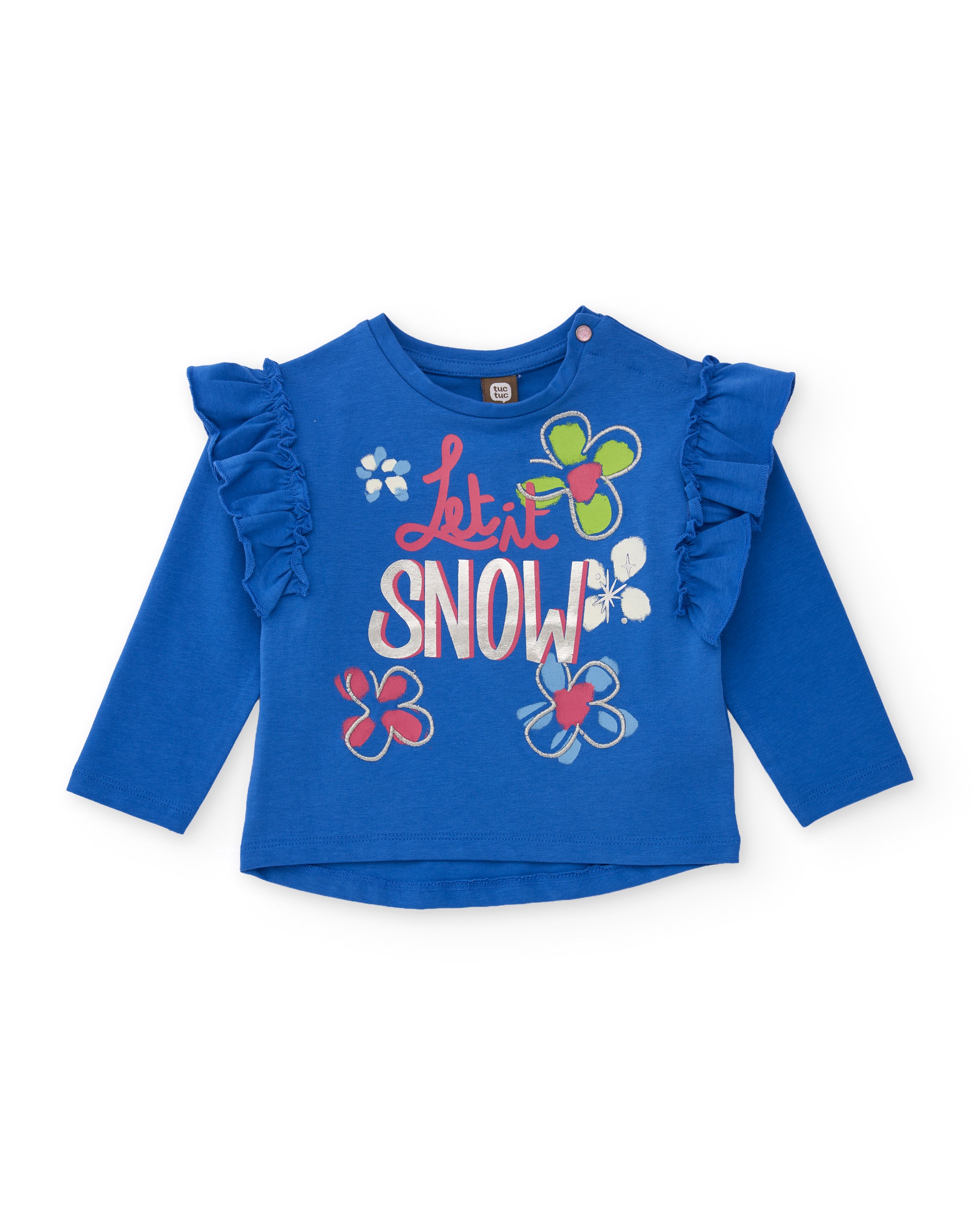 Imagem 0 de T-shirt Infantil de Malha com Folho e Estampado Floral