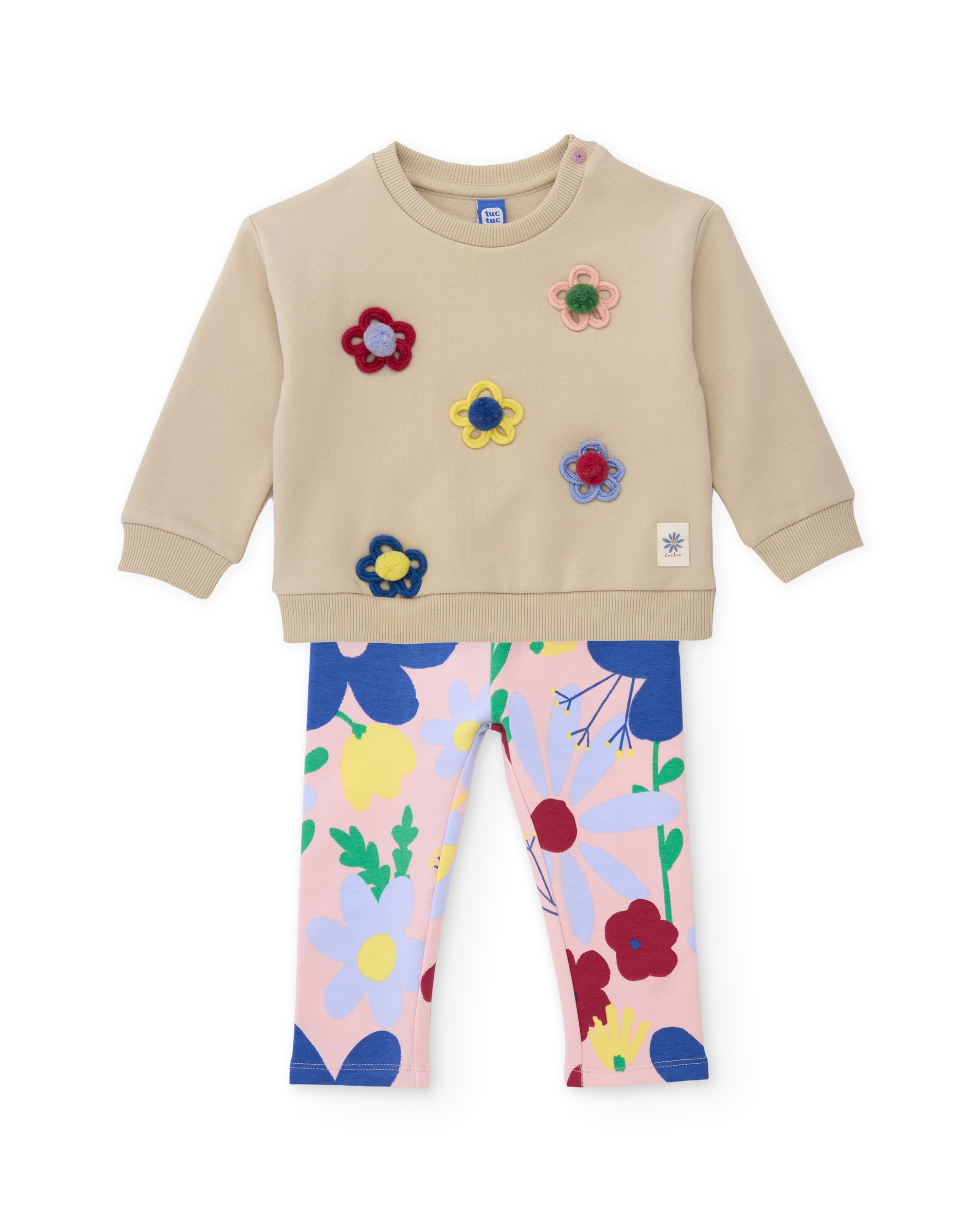Imagem 0 de Conjunto Infantil de Felpa com Sweatshirt de Flores e Leggings Estampados