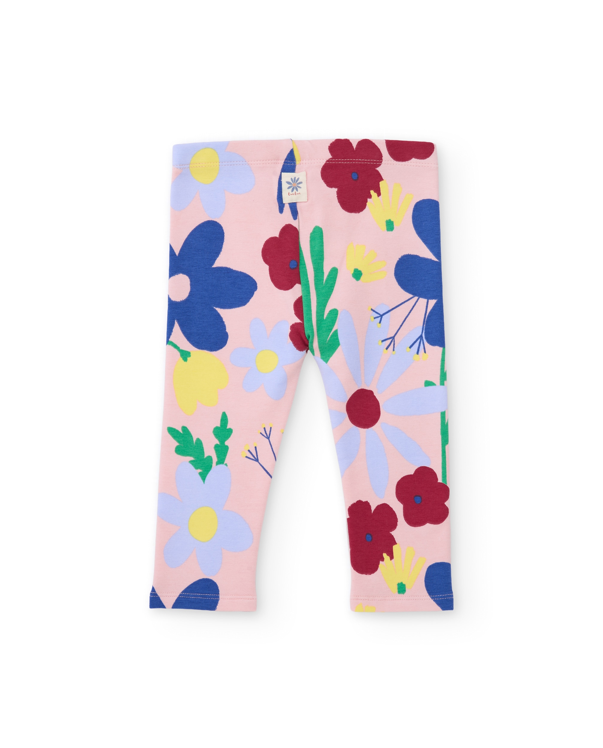 Conjunto Infantil de Felpa com Sweatshirt de Flores e Leggings Estampados Bege-5