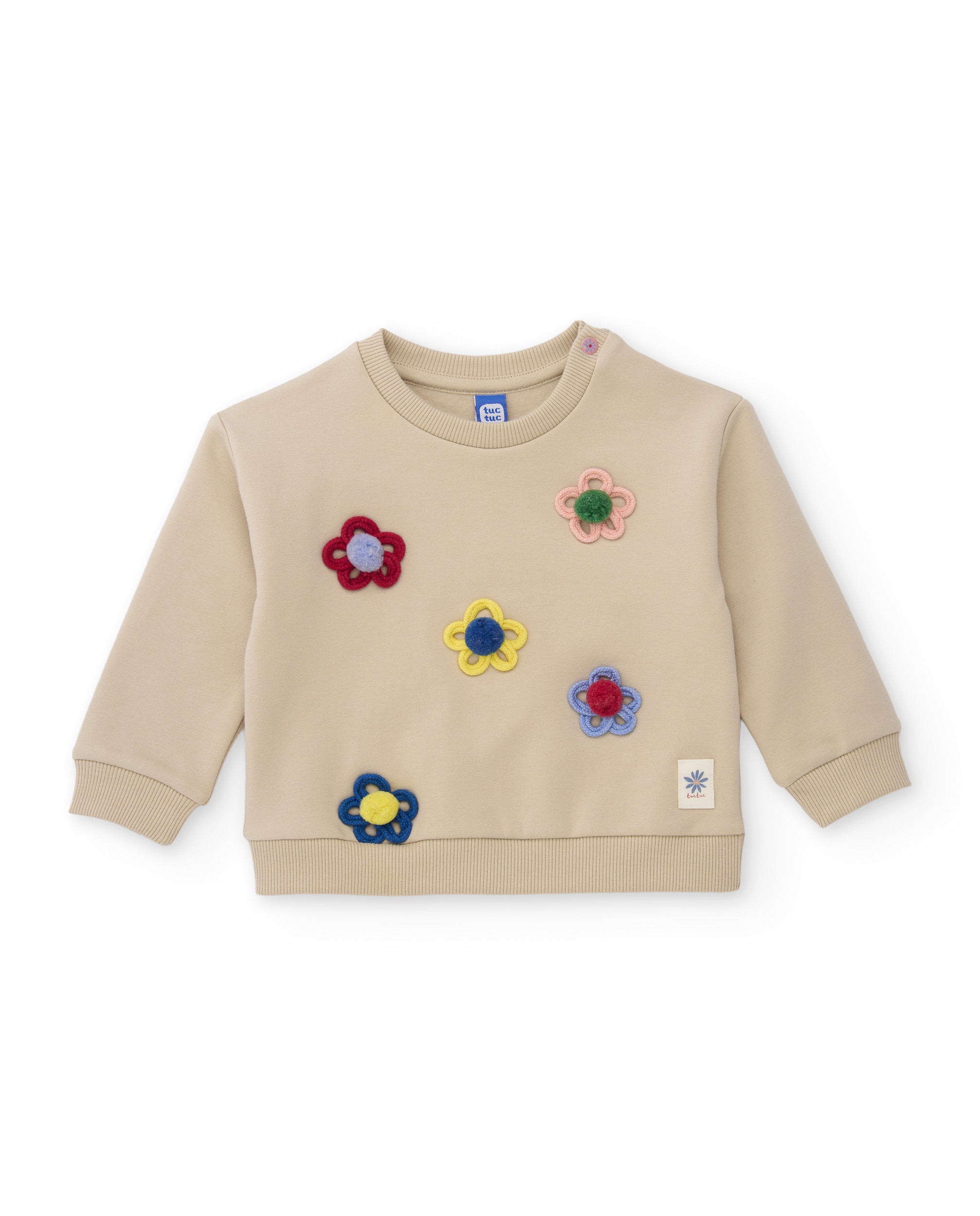Imagem 0 de Sweatshirt Infantil de Felpa com Bordados Florais e Tacto Suave