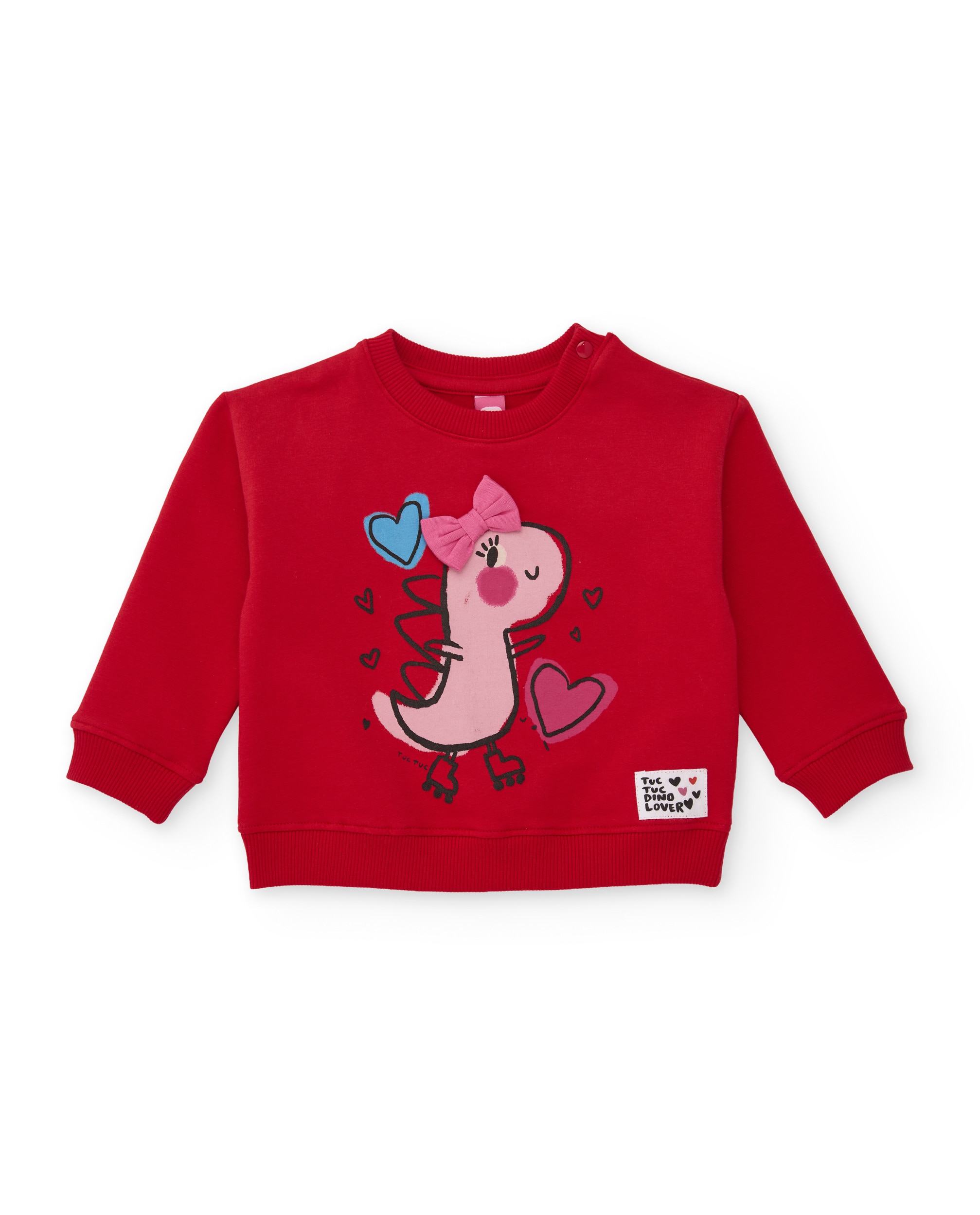 Sweatshirt Infantil de Felpa com Estampado de Dinossauro e Tecido Quente Vermelho-2