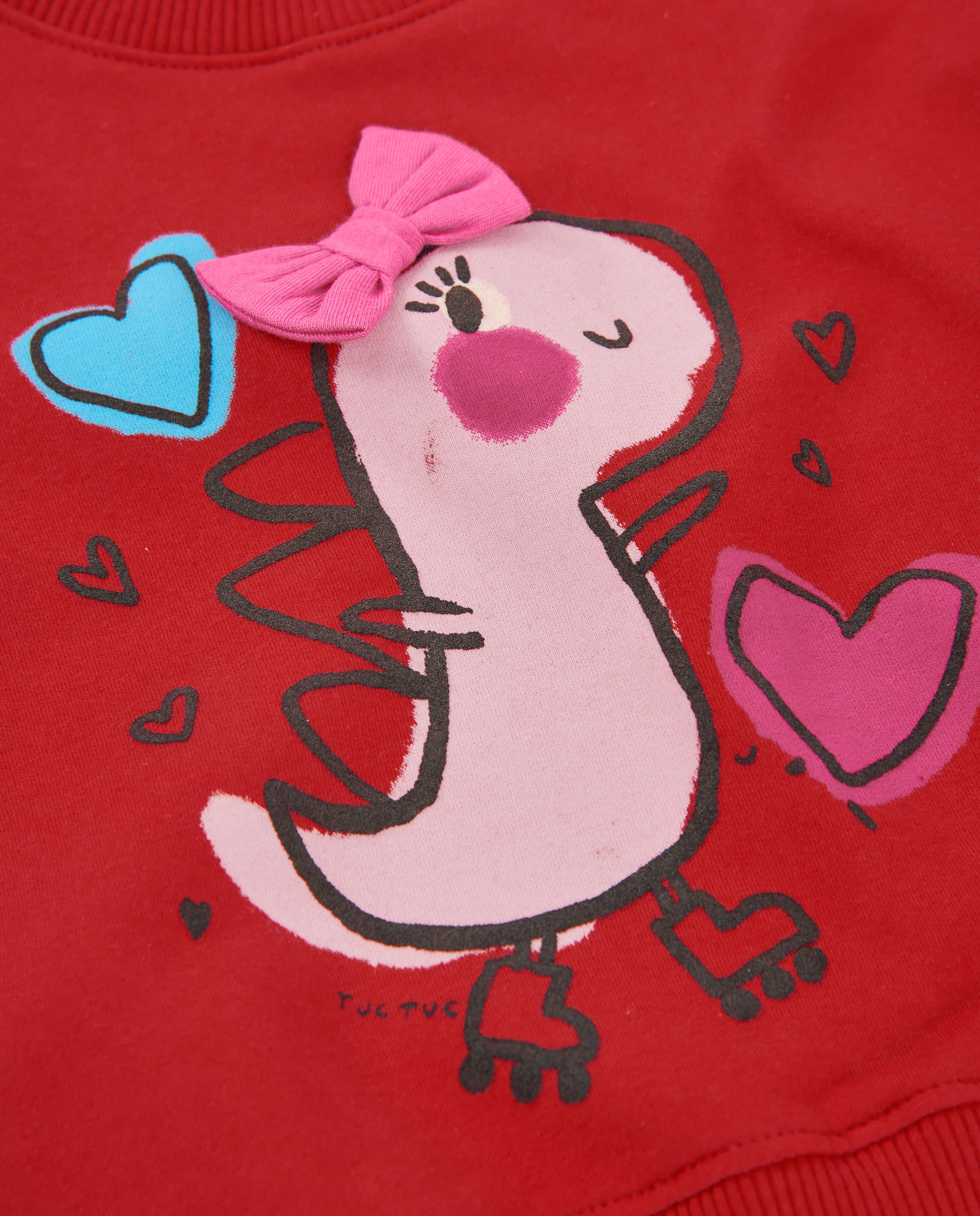 Sweatshirt Infantil de Felpa com Estampado de Dinossauro e Tecido Quente Vermelho-5