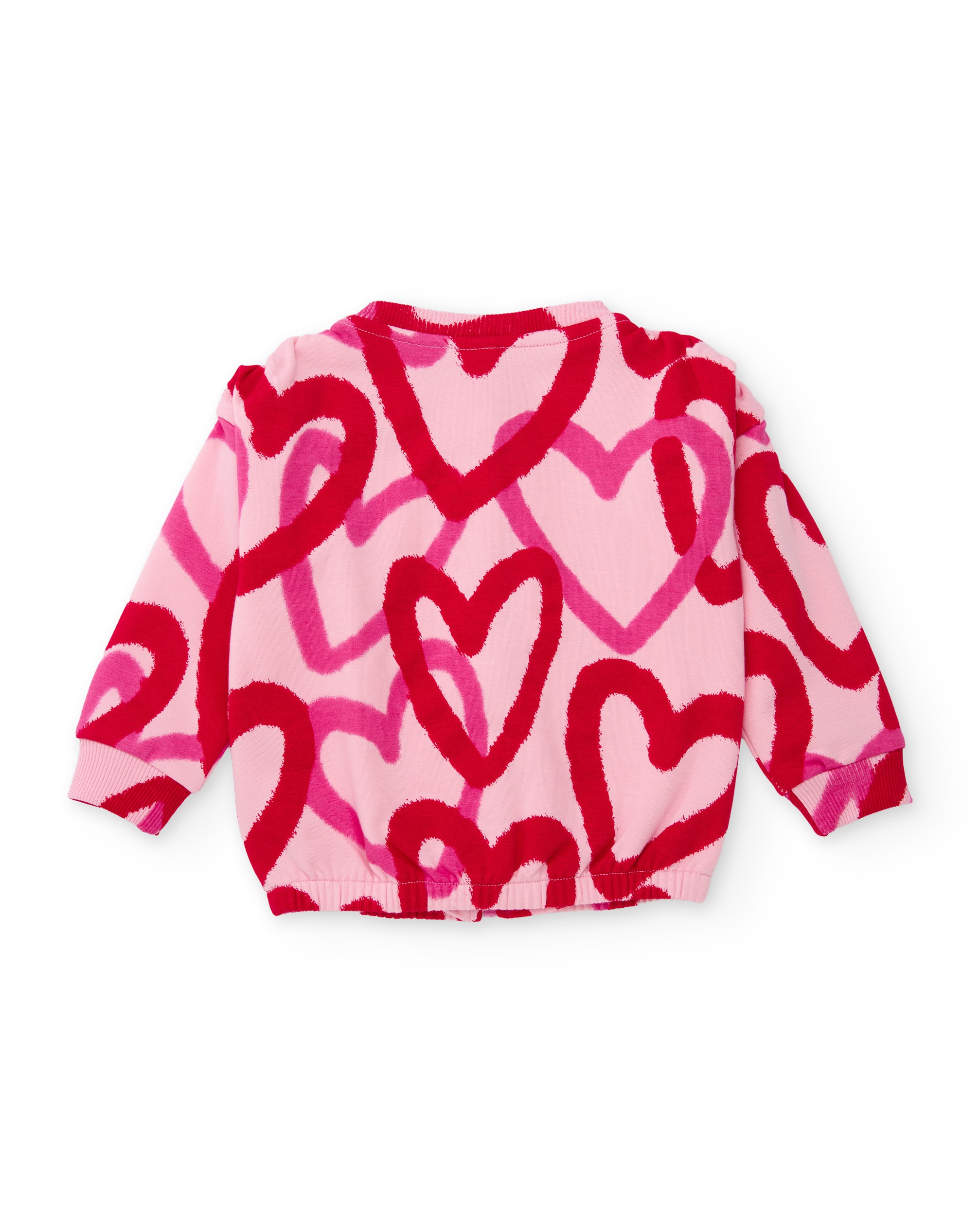 Conjunto Infantil de Felpa com Sweatshirt de Fecho Zip e Design de Corações Rosa-4
