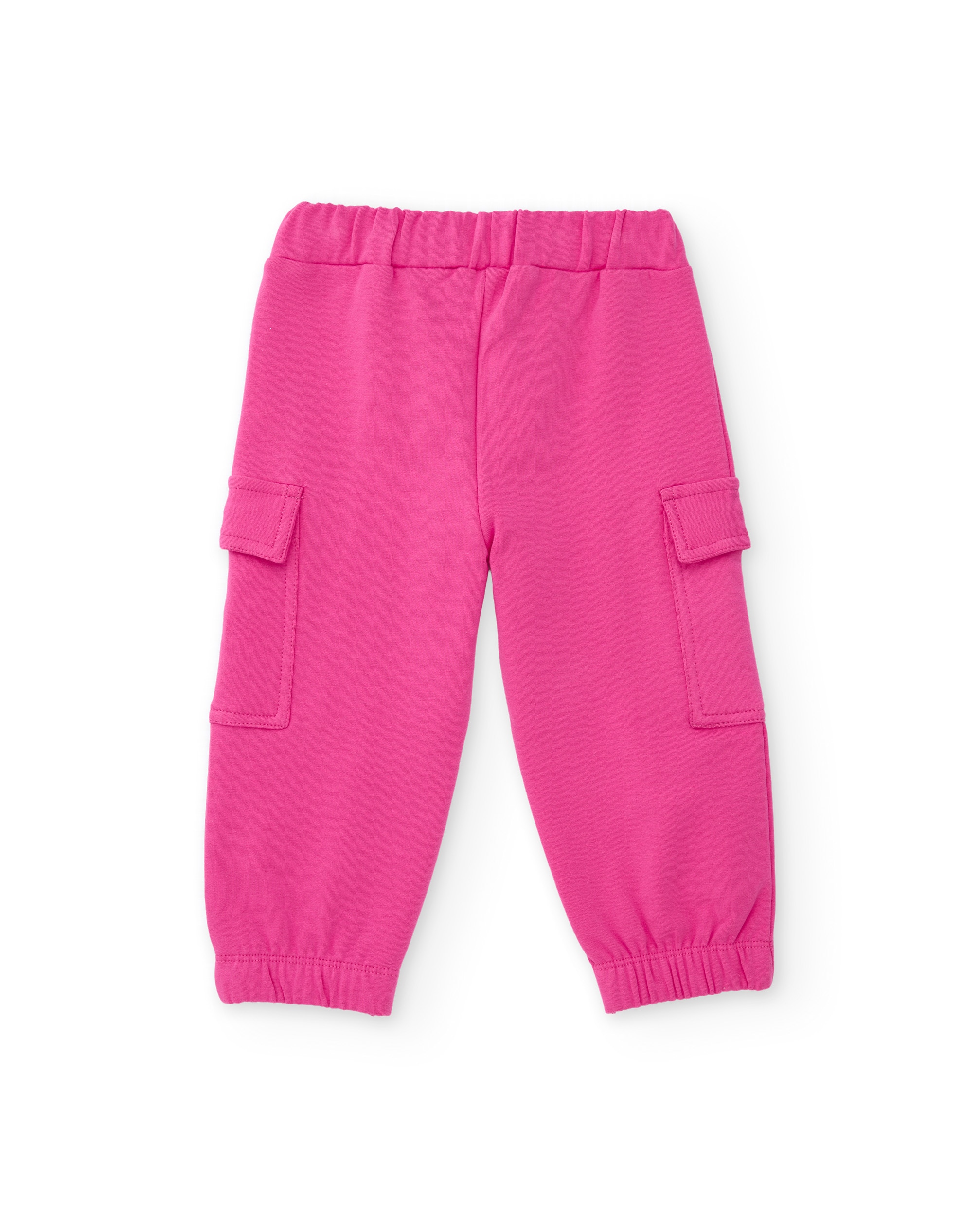 Calças Infantil de Felpa com Bolsos Cargo e Tacto Suave Rosa-2