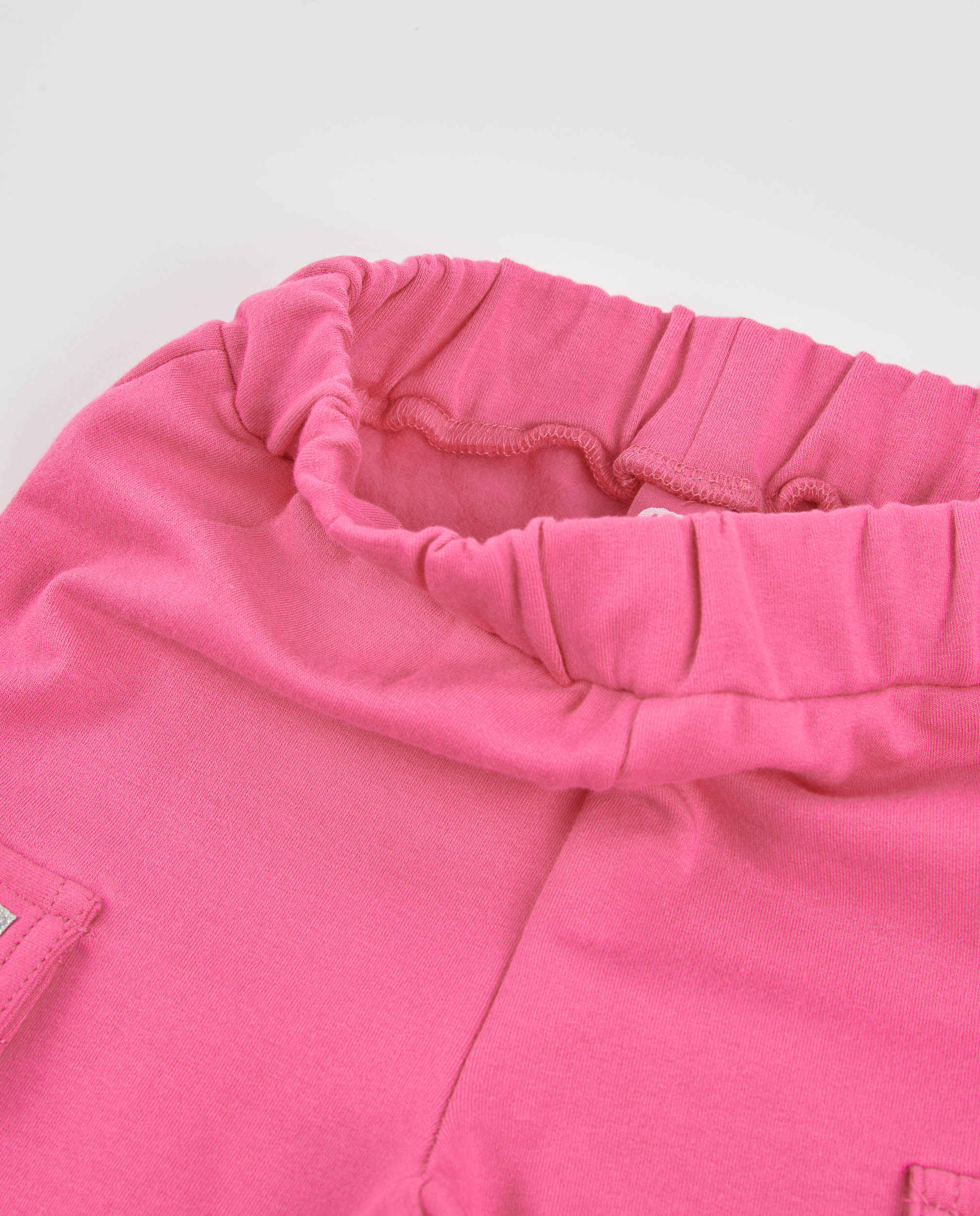 Calças Infantil de Felpa com Bolsos Cargo e Tacto Suave Rosa-3