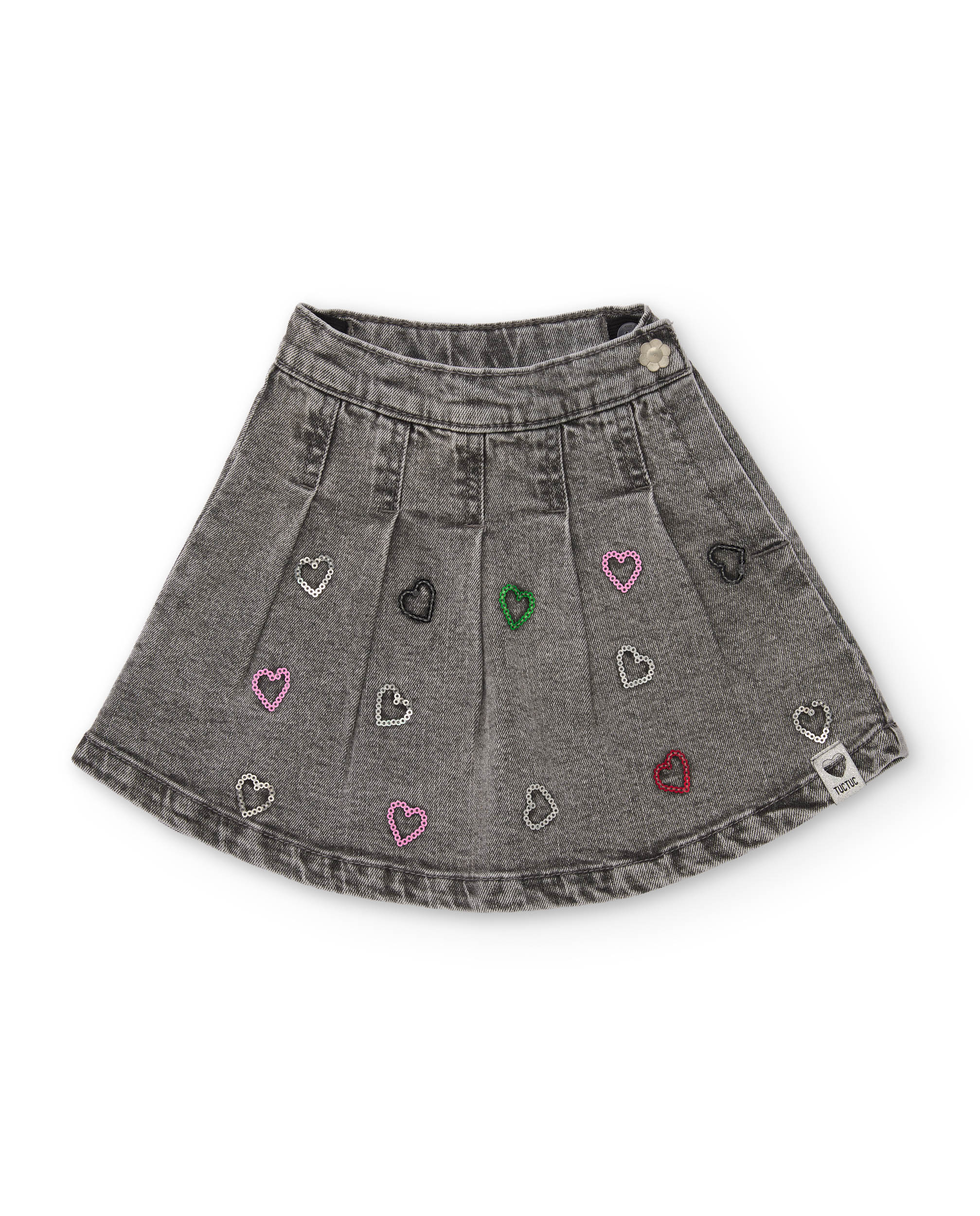 Imagem 0 de Saia Infantil de Denim com Bordado de Corações