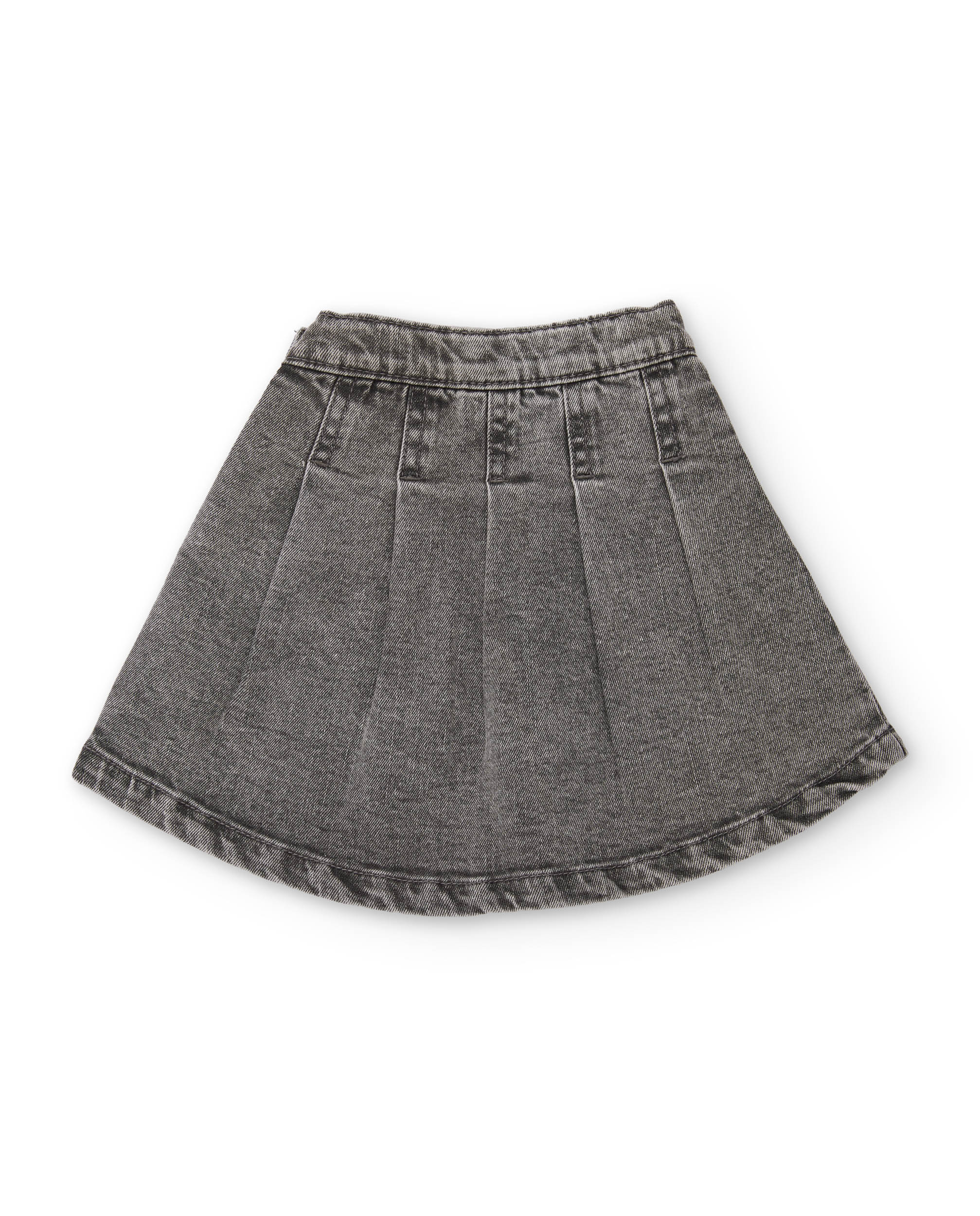 Saia Infantil de Denim com Bordado de Corações Cinzento-claro-2