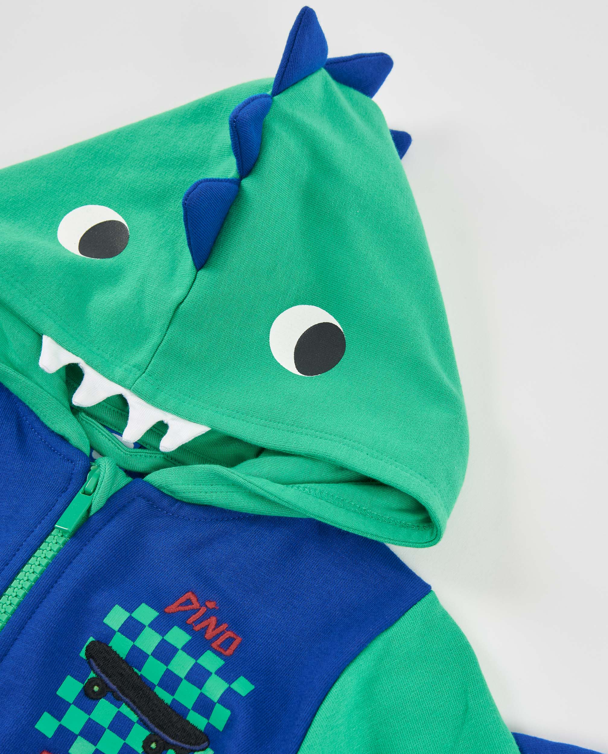 Sweatshirt Infantil de Felpa com Capuz e Design de Dinossauro Azul-4