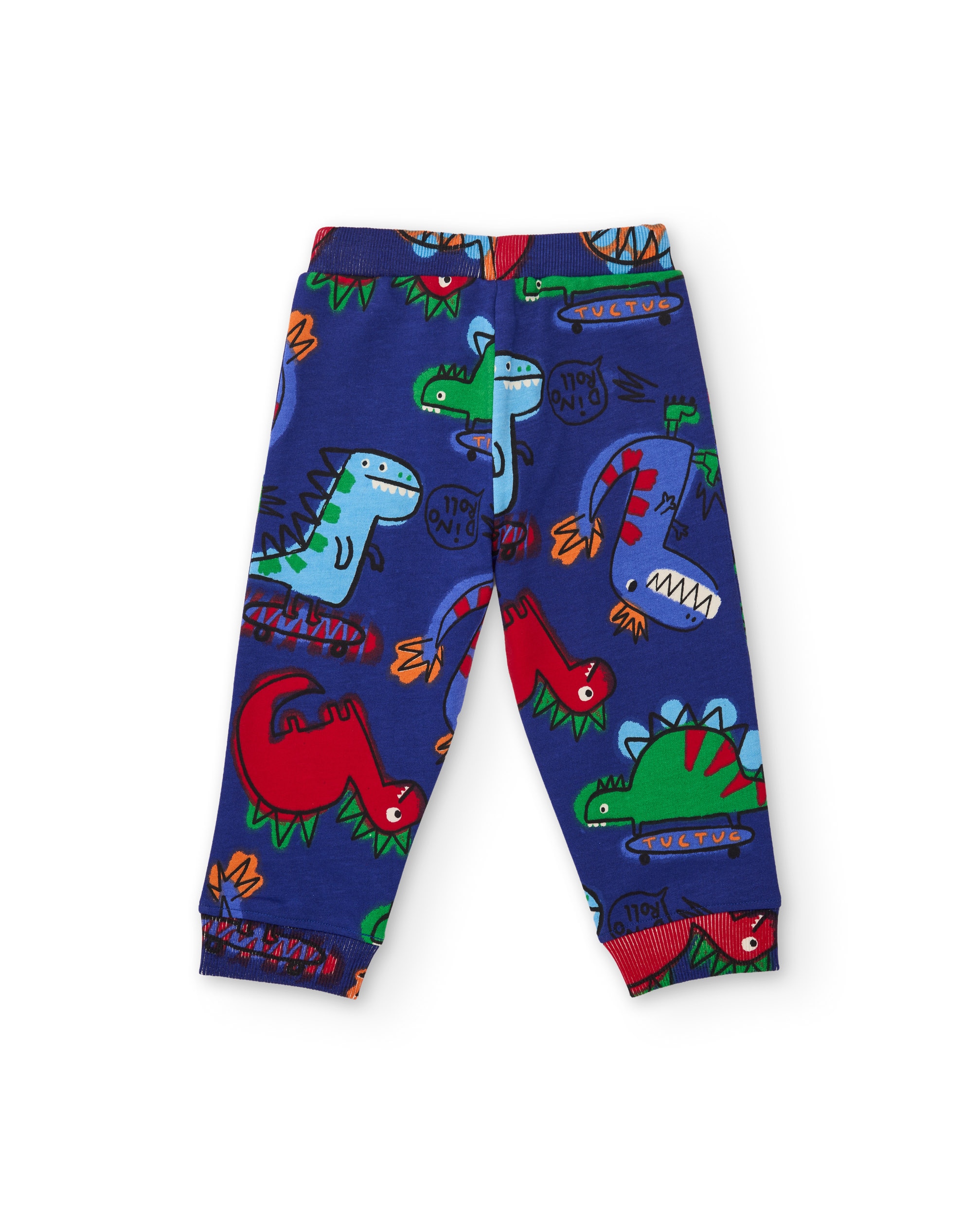 Calças Infantil de Felpa com Print de Dinossauros e Tecido Resistente Azul-3