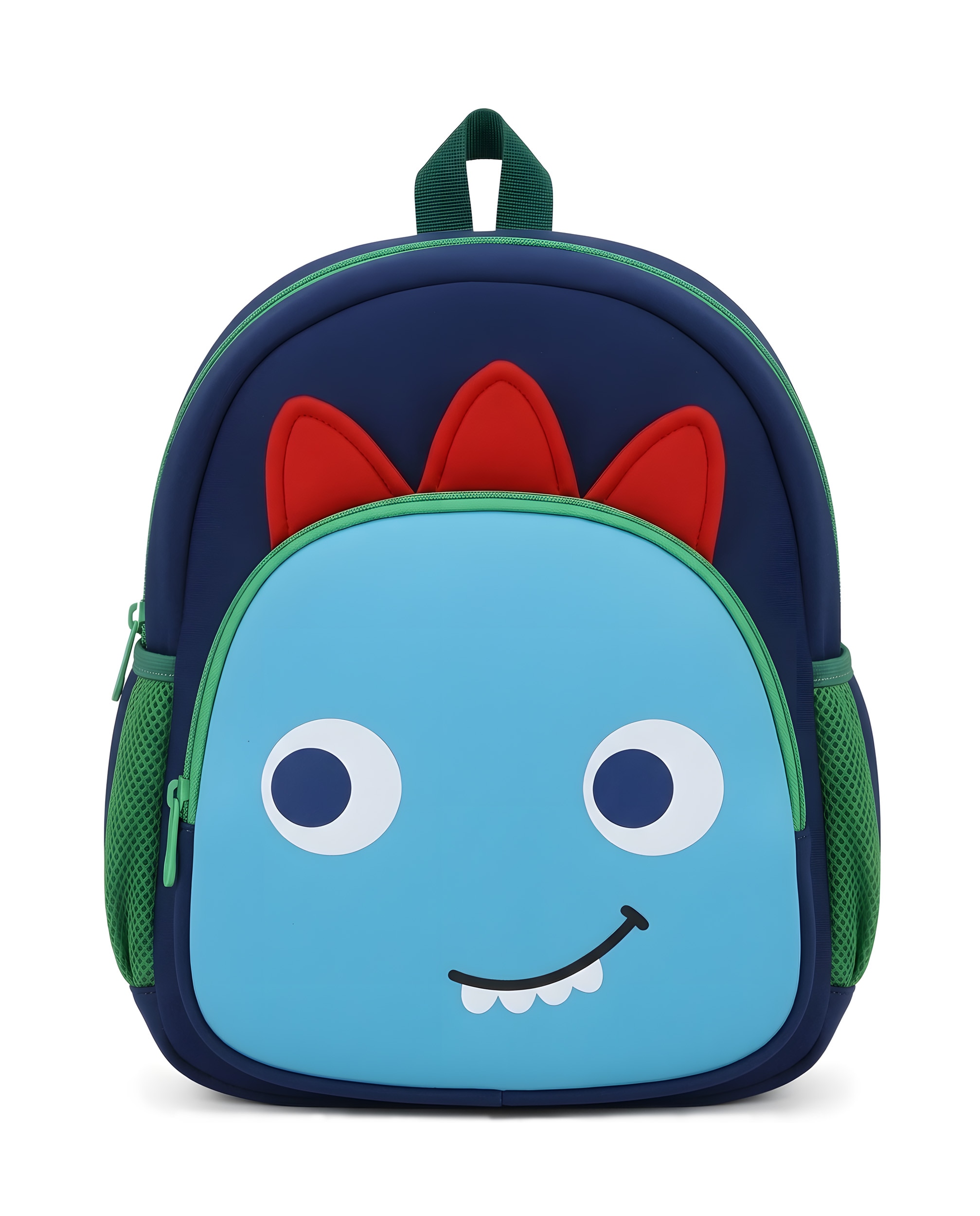 Mochila Infantil com Design Divertido e Fecho Zip Azul-2