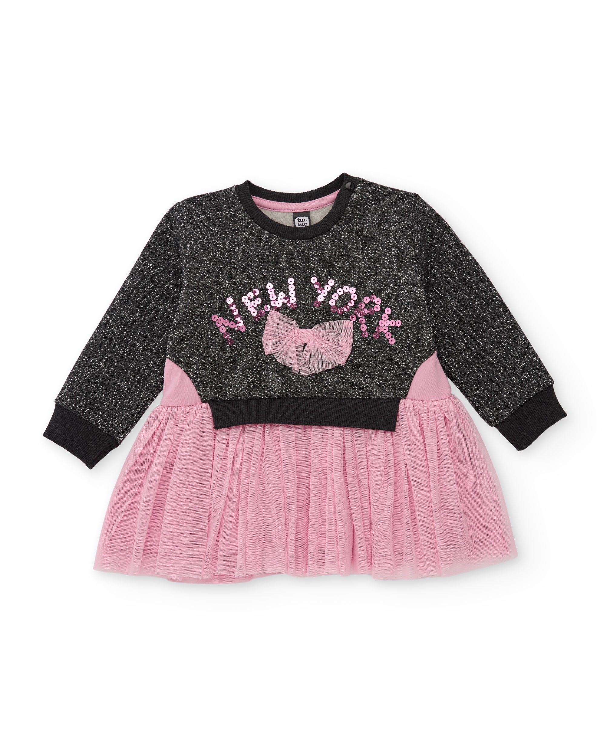 Imagem 0 de Vestido Infantil com Corpo de Felpa com Lantejoulas e Saia de Tule
