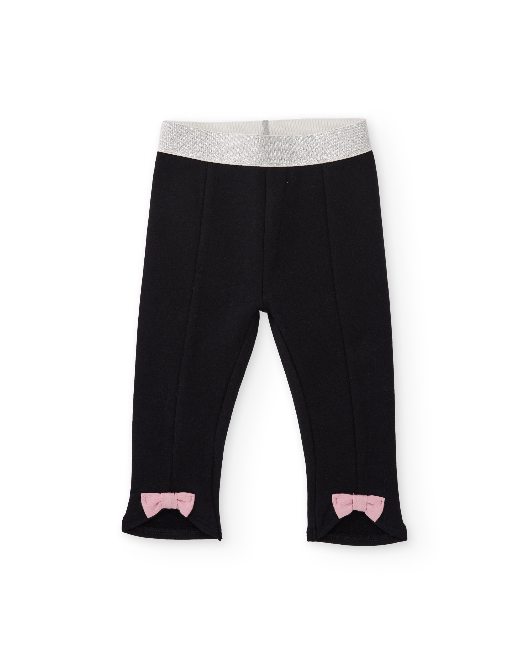 Leggings Infantil de Felpa com Laço Decorativo e Cintura Elástica Preto-2
