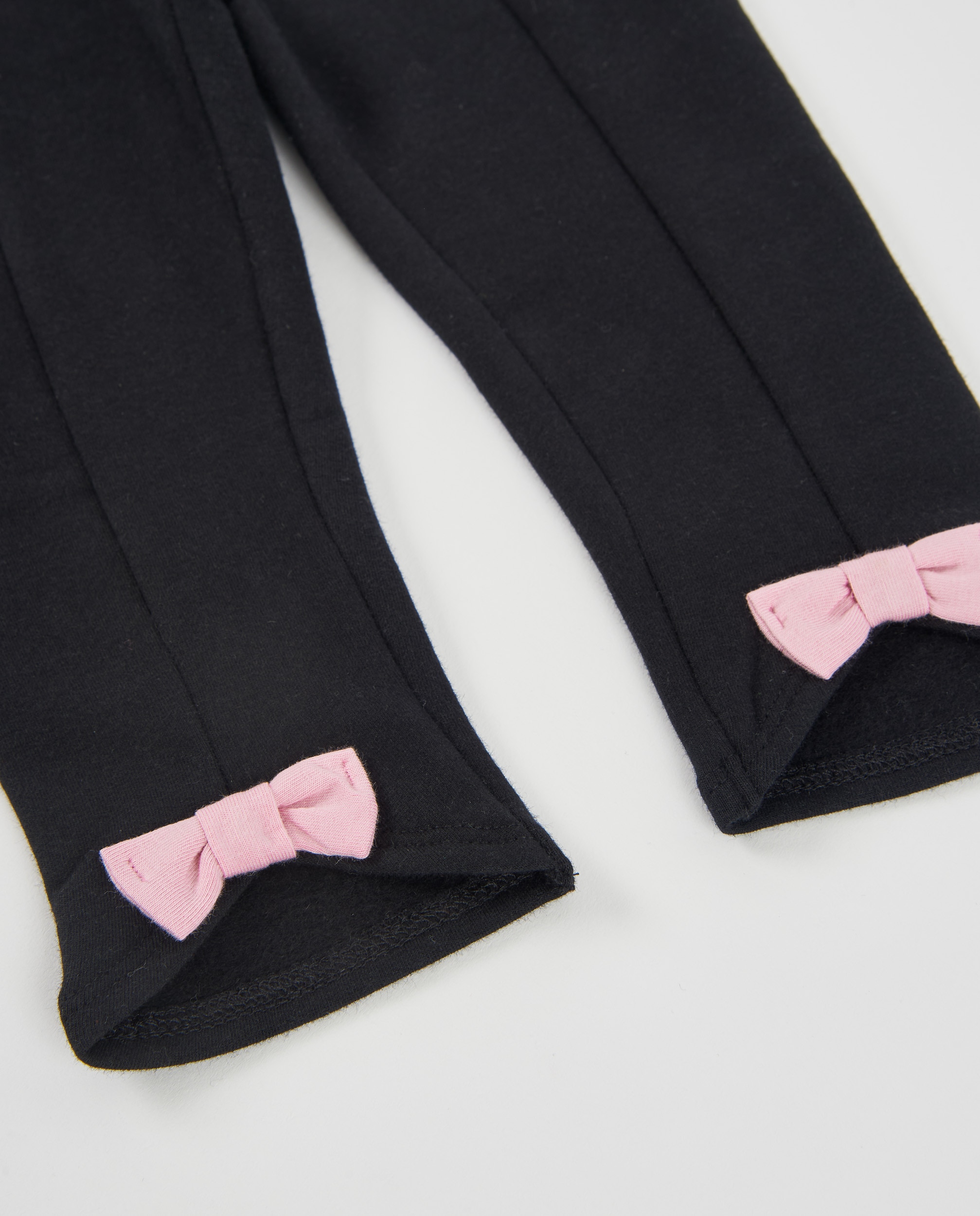 Leggings Infantil de Felpa com Laço Decorativo e Cintura Elástica Preto-5