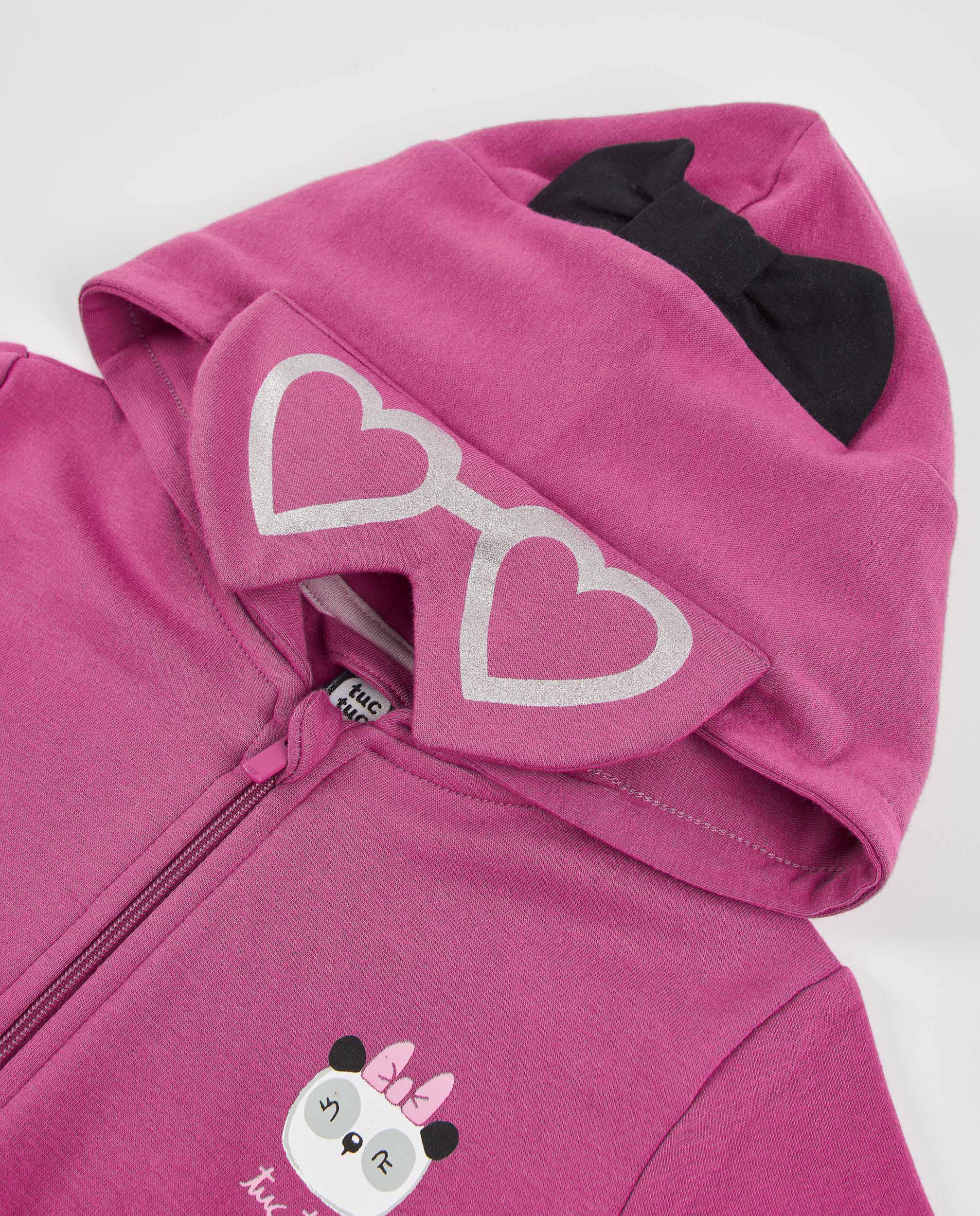 Sweatshirt Infantil de Felpa com Capuz e Design Divertido Violeta-3