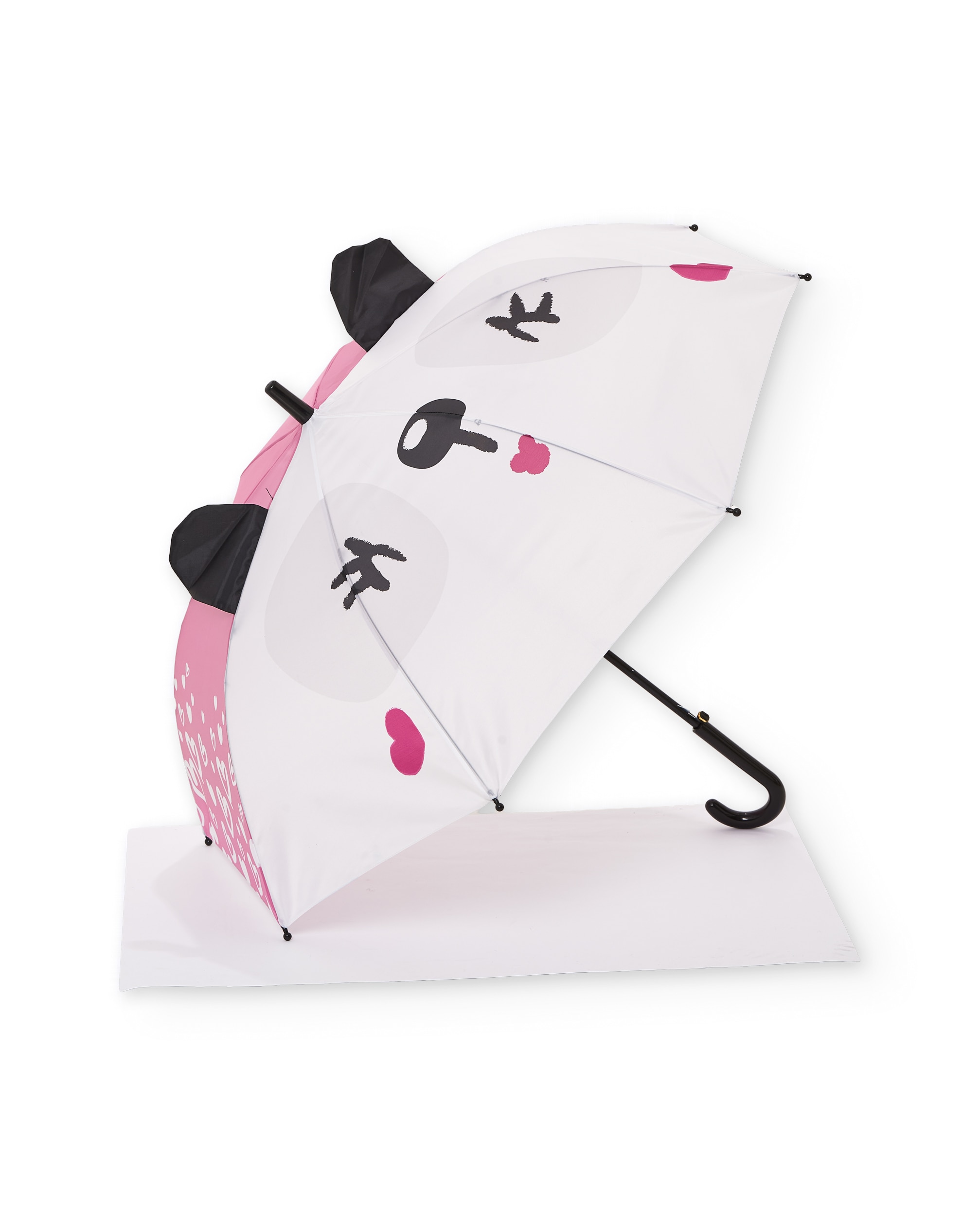 Guarda-chuva Infantil com Abertura Automática e Estampado de Corações Rosa-2