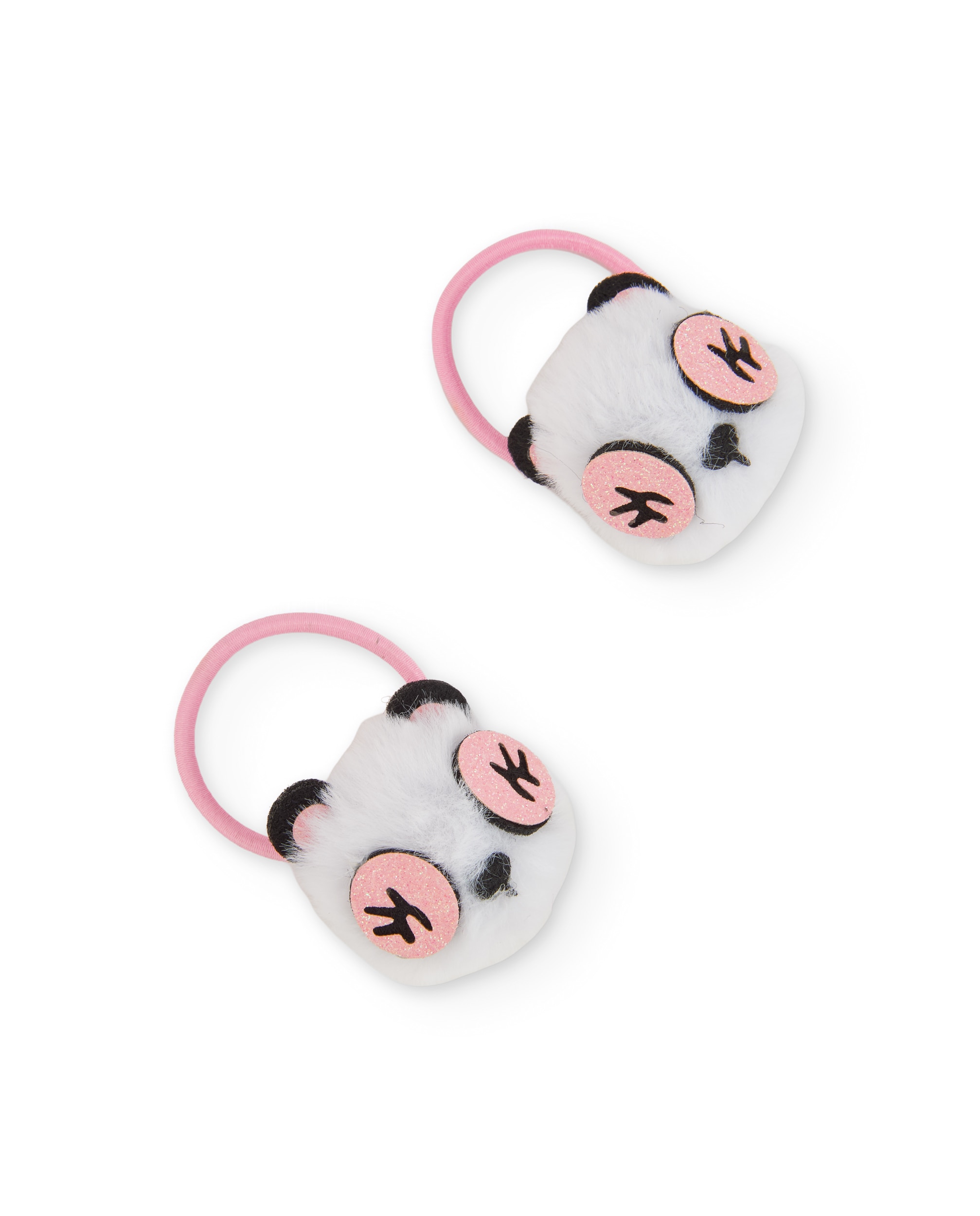 Set de Elásticos de Cabelo Infantil com Pompons de Design de Panda Branco-2