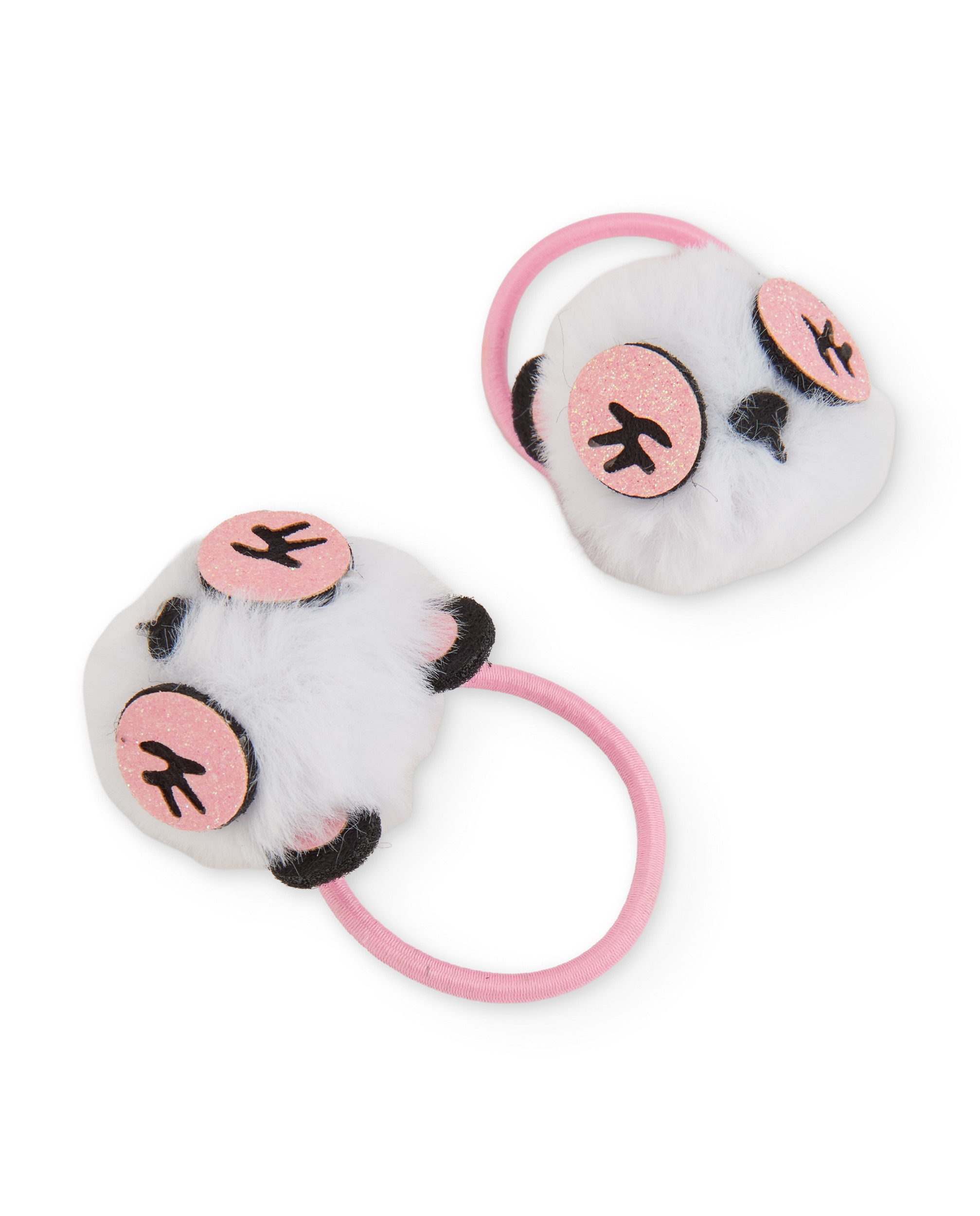 Set de Elásticos de Cabelo Infantil com Pompons de Design de Panda Branco-3