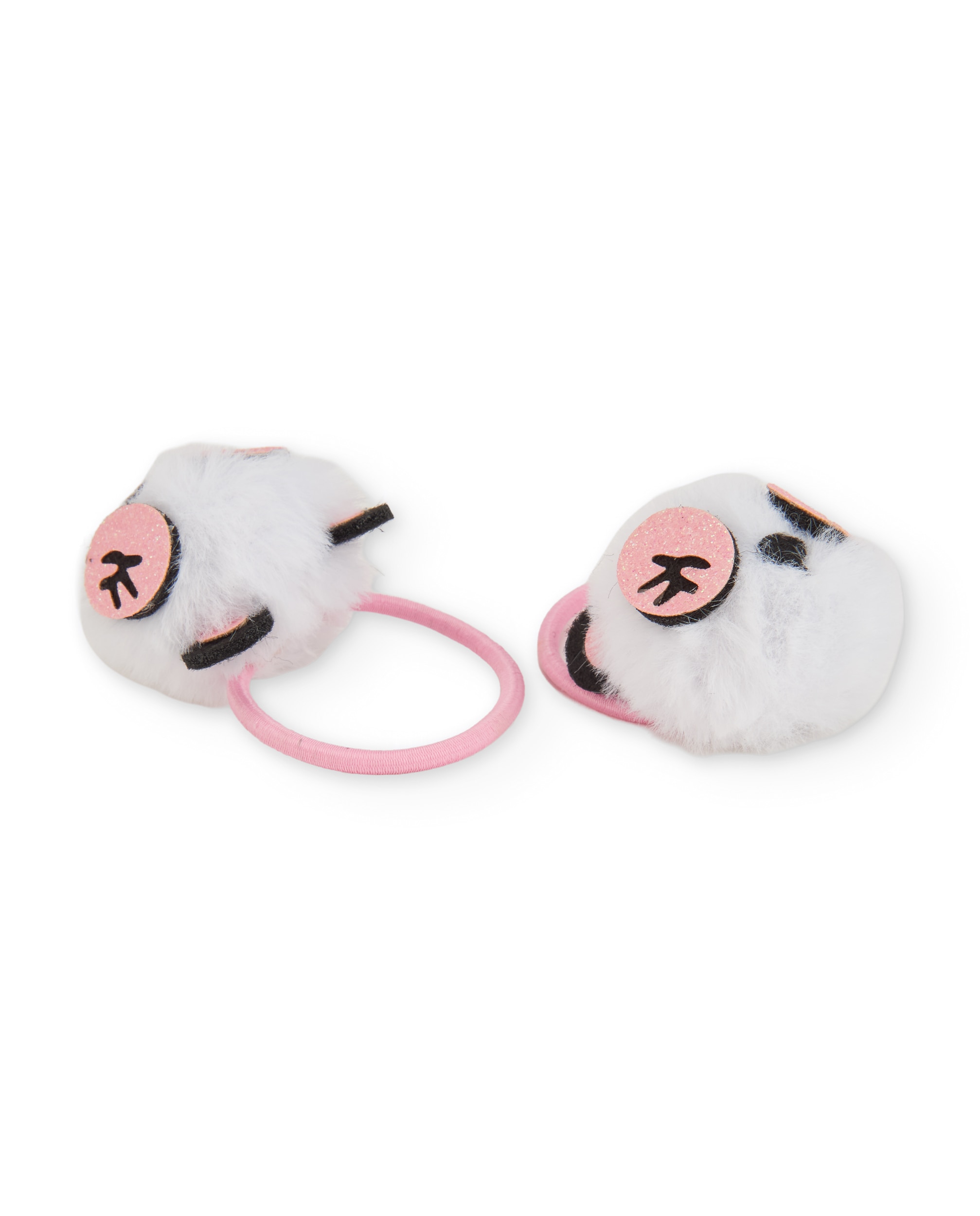 Set de Elásticos de Cabelo Infantil com Pompons de Design de Panda Branco-4