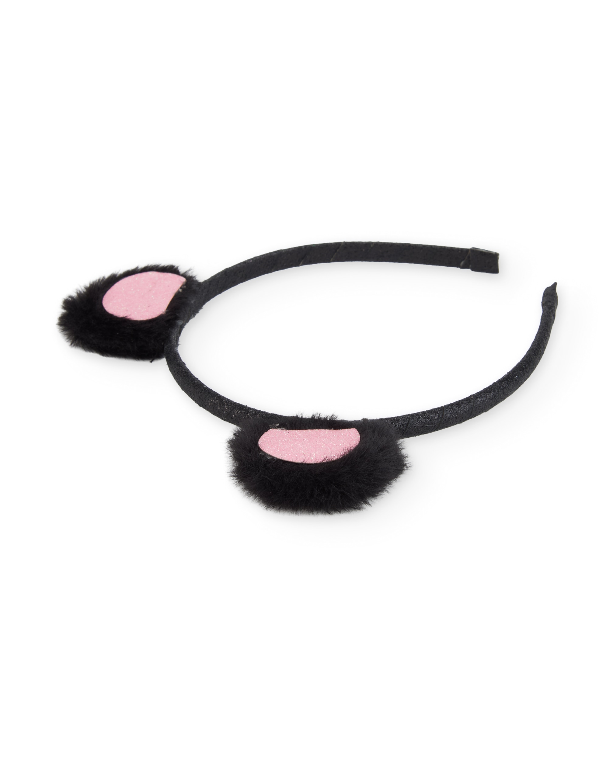 Bandolete Infantil com Orelhas de Peluche e Acabamento Glitter Preto-2