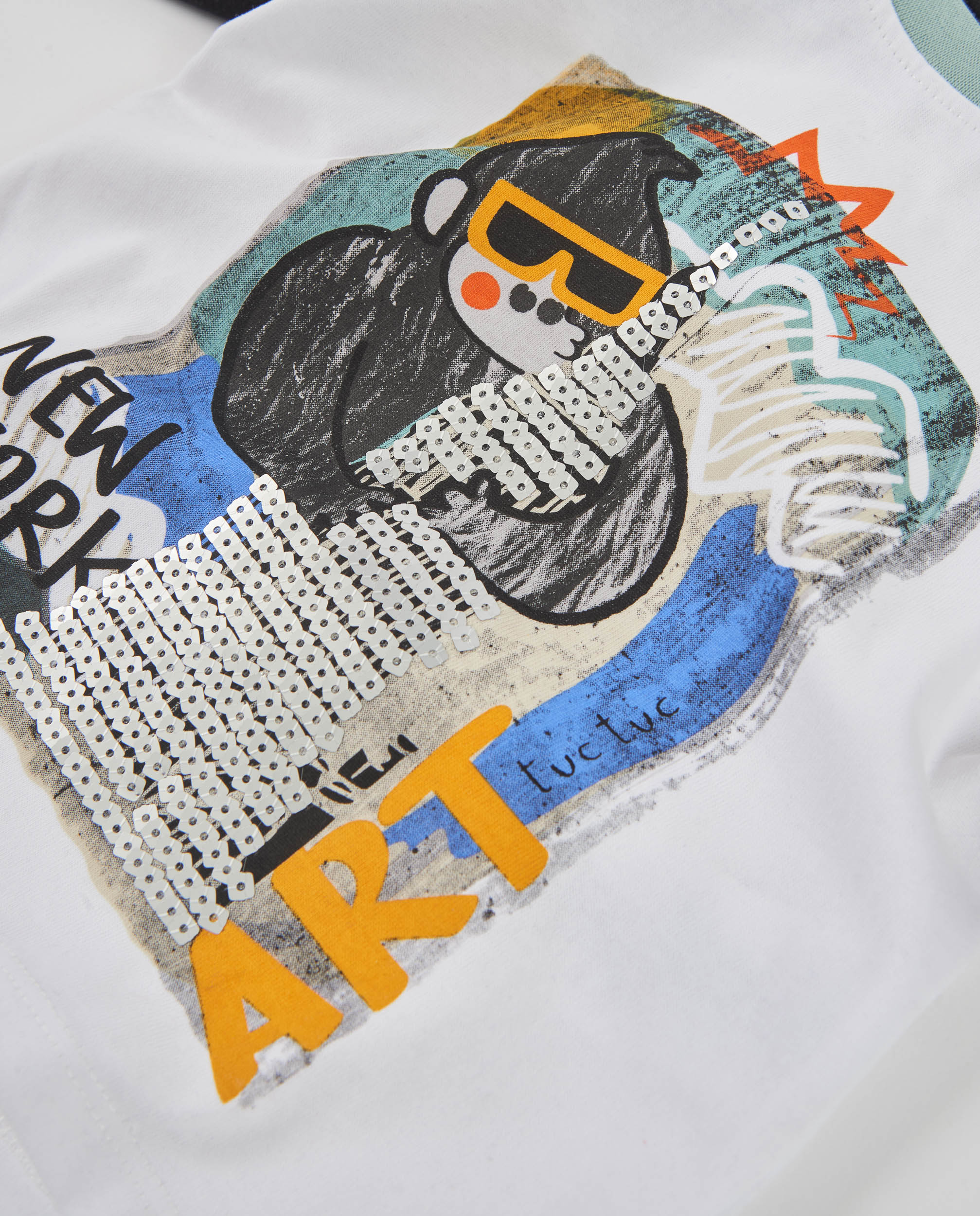 T-shirt Infantil de Malha com Manga Comprida e Estampado Gráfico Branco-4