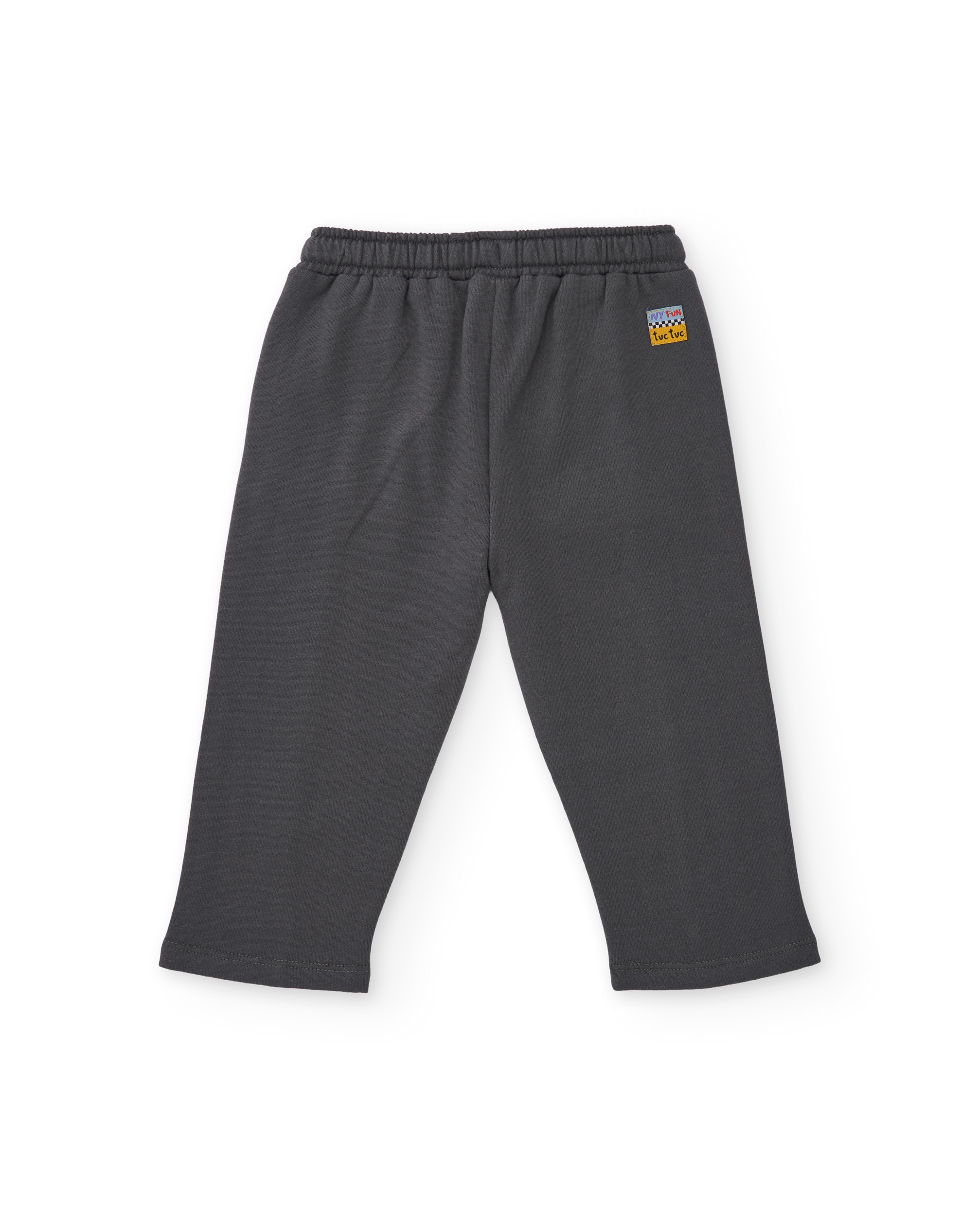 Calças Infantil de Felpa com Cintura Ajustável e Tecido Suave Cinzento-2
