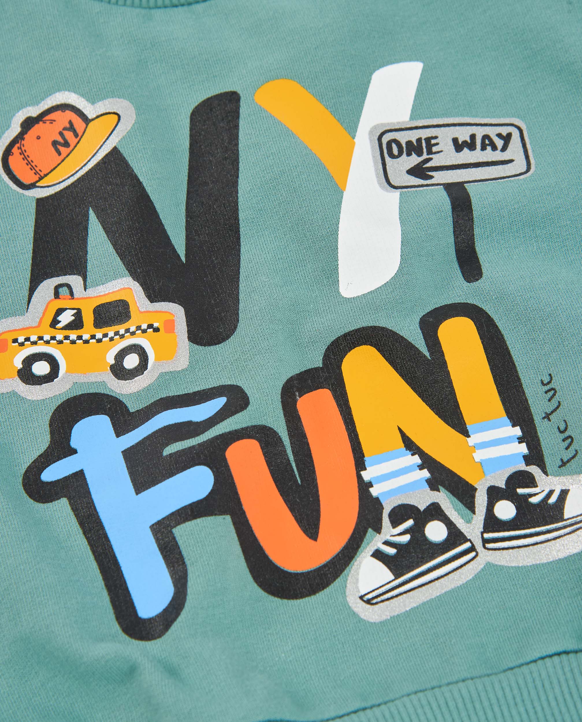 Sweatshirt Infantil de Felpa com Gráfico de Carros Verde Água-5