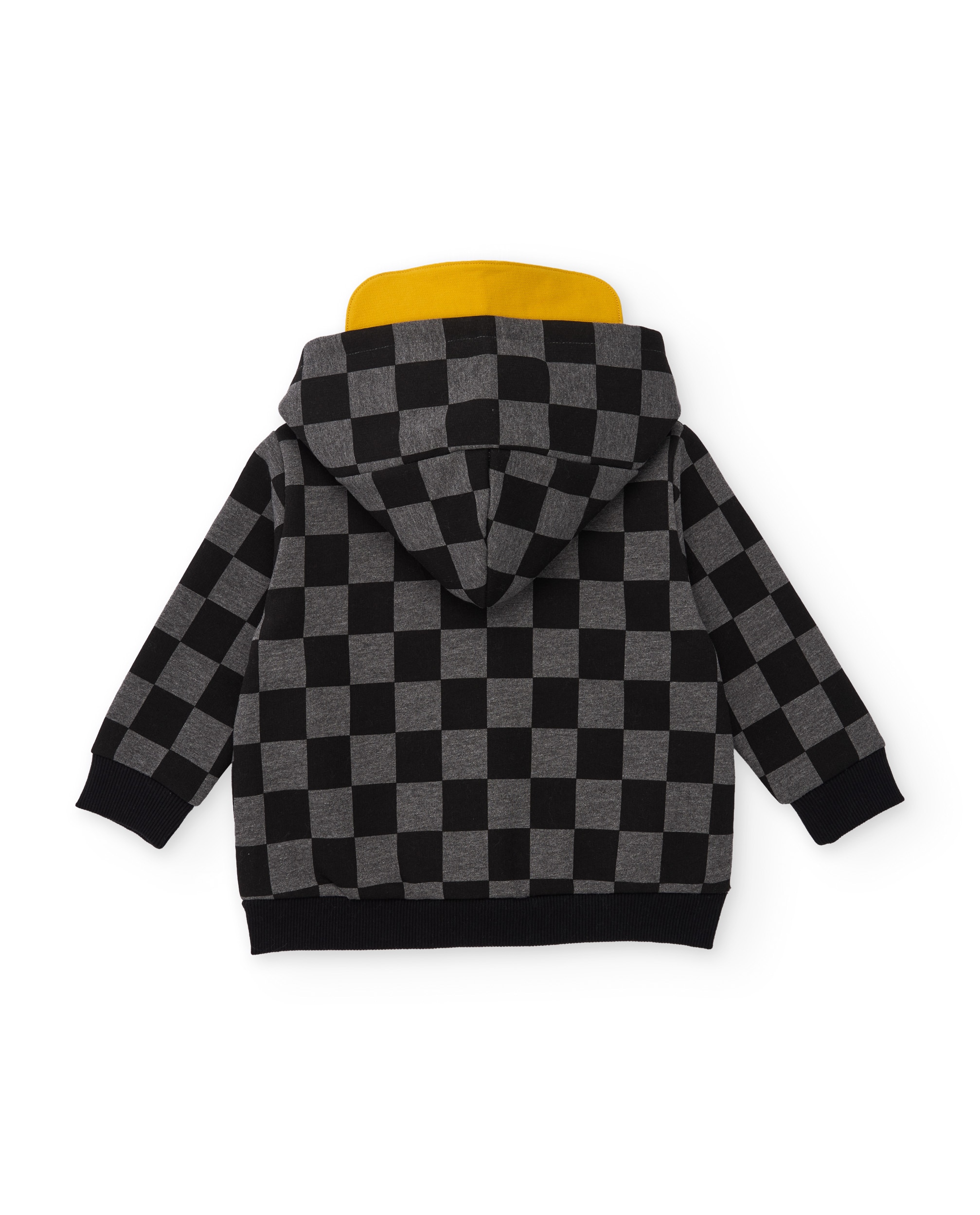 Conjunto Infantil de Felpa com Casaco de Design Geométrico e Calças em Conjunto Preto-5
