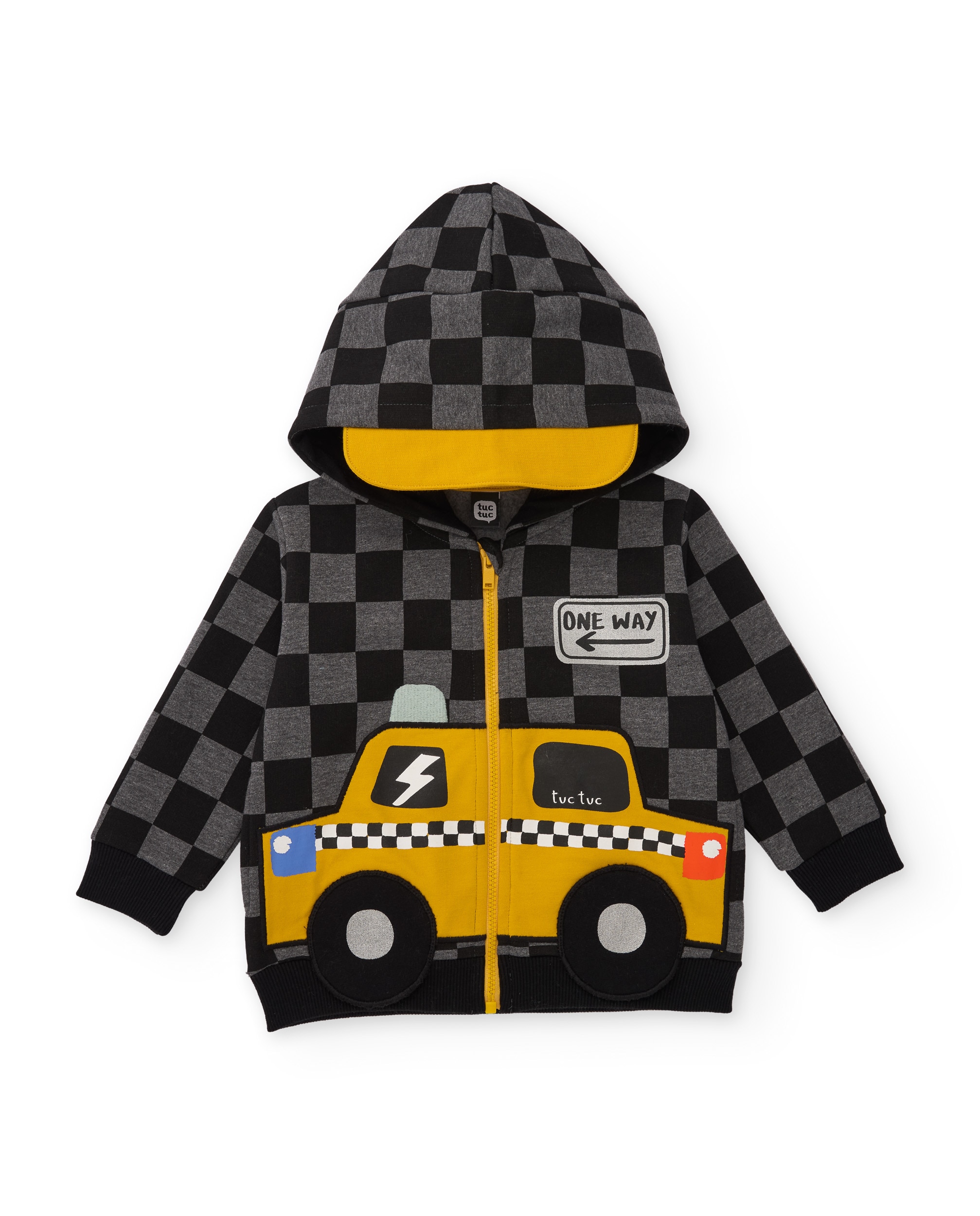 Sweatshirt Infantil de Felpa com Design Aos Quadrados em Contraste Preto-2