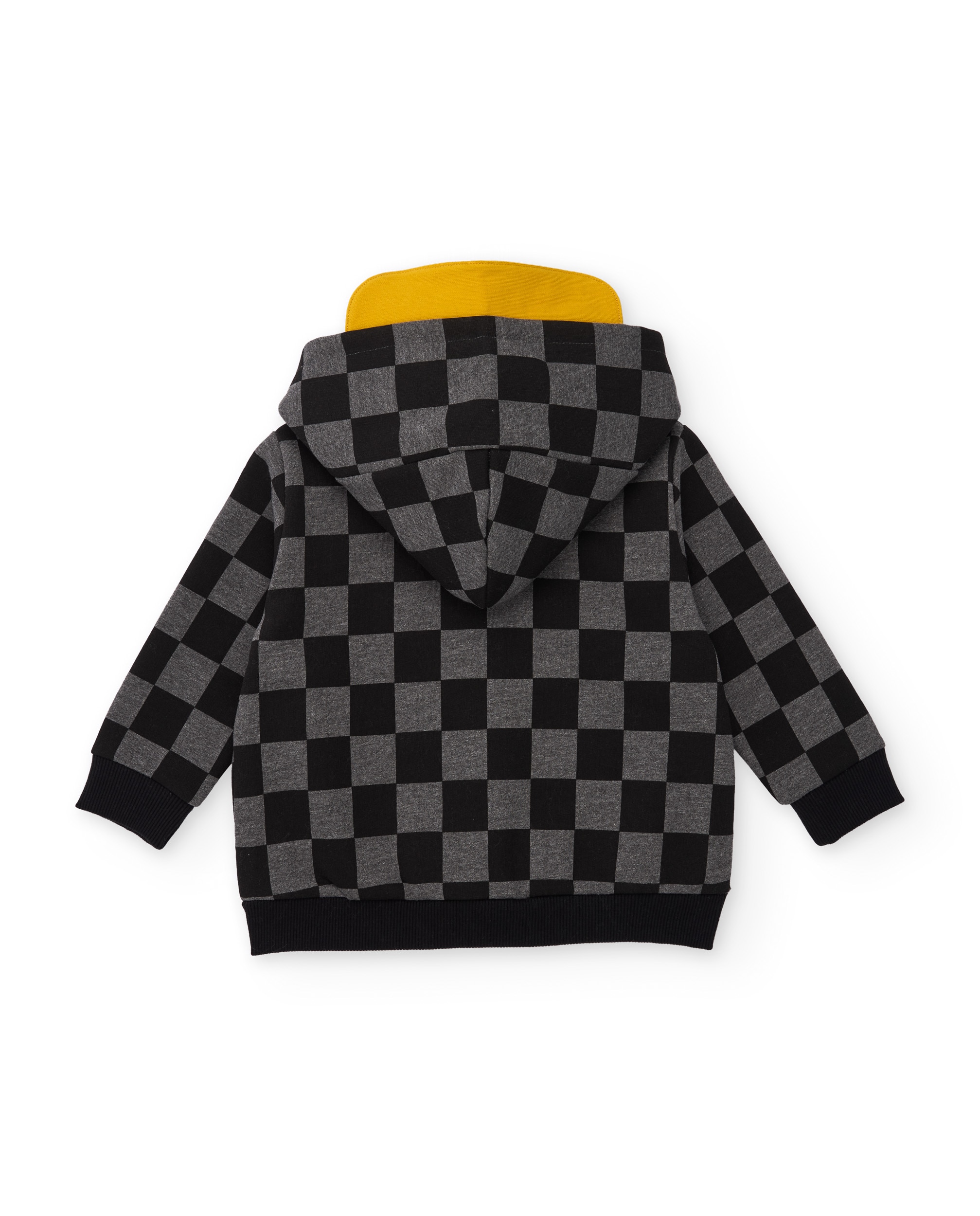 Sweatshirt Infantil de Felpa com Design Aos Quadrados em Contraste Preto-3