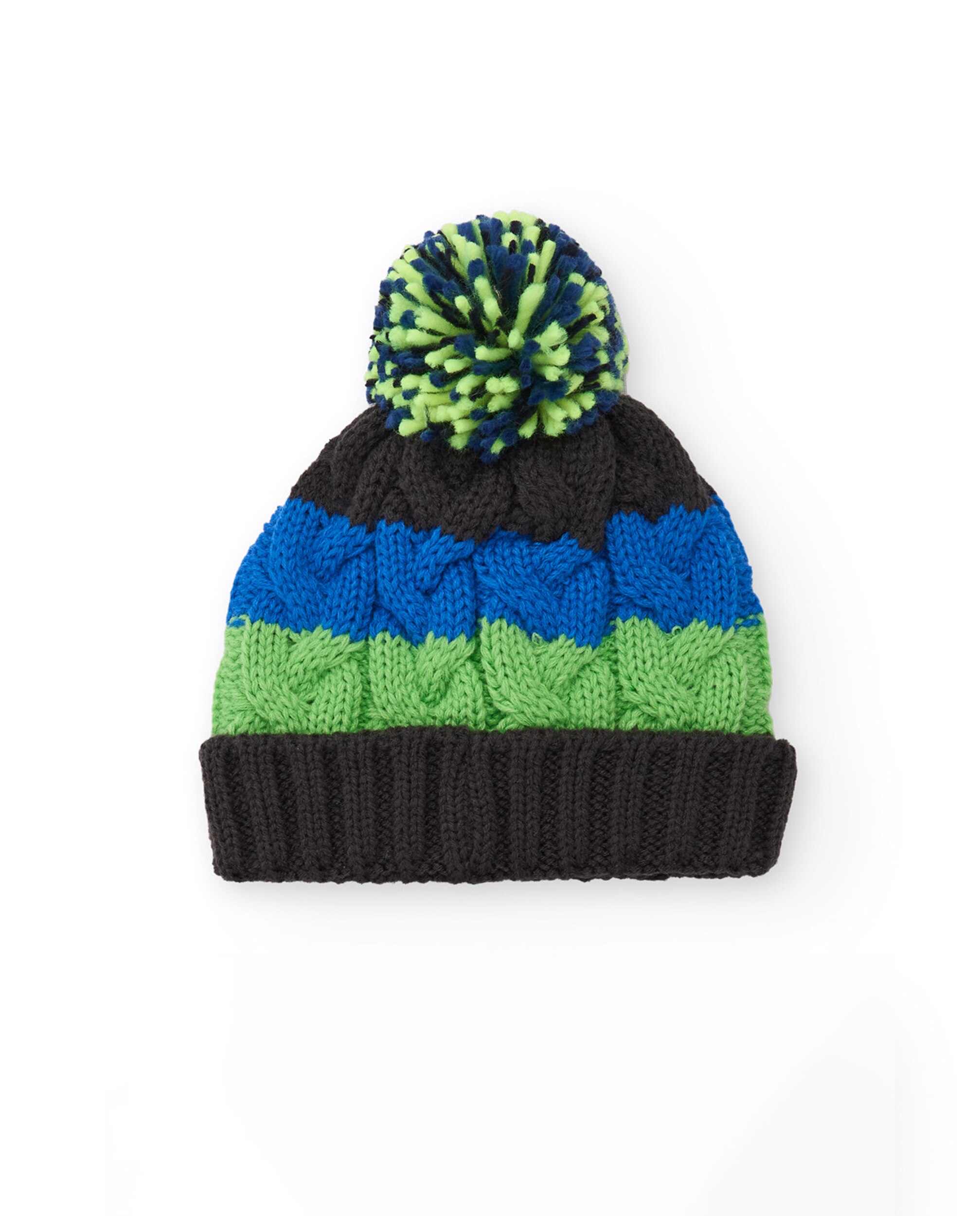 Chapéu Infantil de Tricô com Pompom e Design de Franjas Cinzento-escuro-2