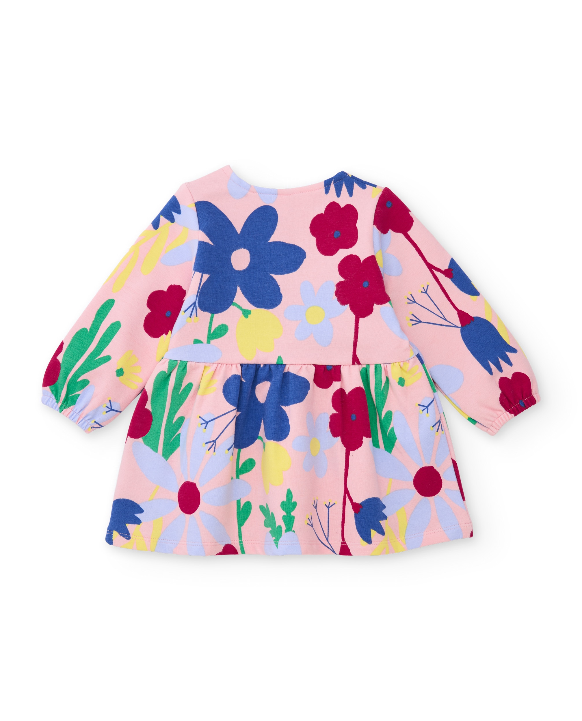 Vestido Infantil de Felpa com Estampado Floral Integral Rosa-claro-2