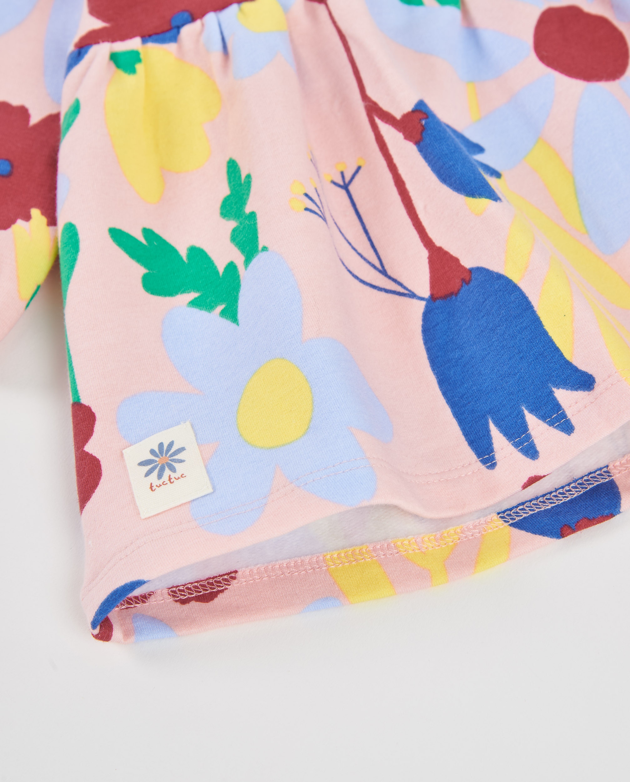 Vestido Infantil de Felpa com Estampado Floral Integral Rosa-claro-4