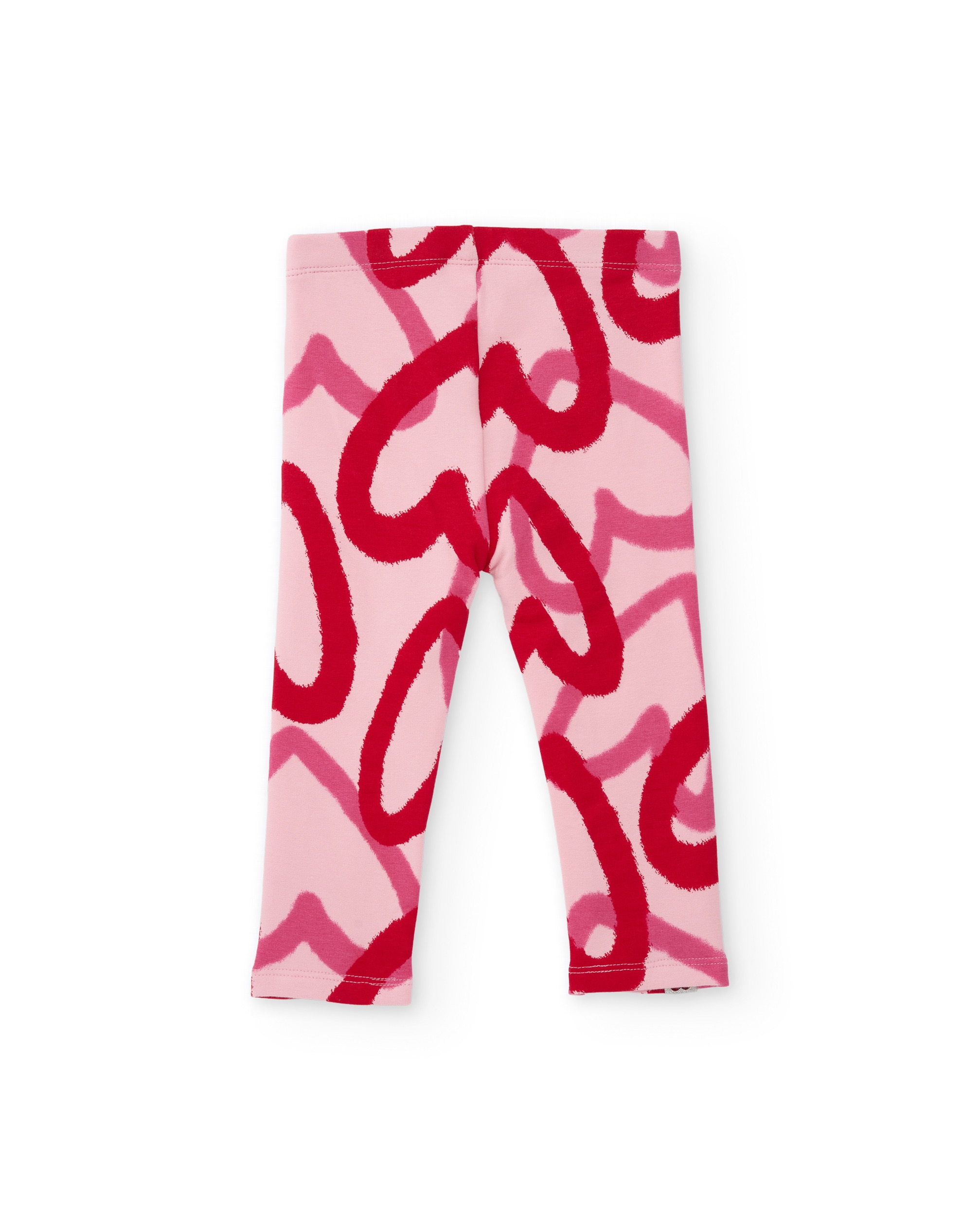 Leggings Infantil de Felpa com Estampado de Corações e Ajuste Confortável Rosa-3