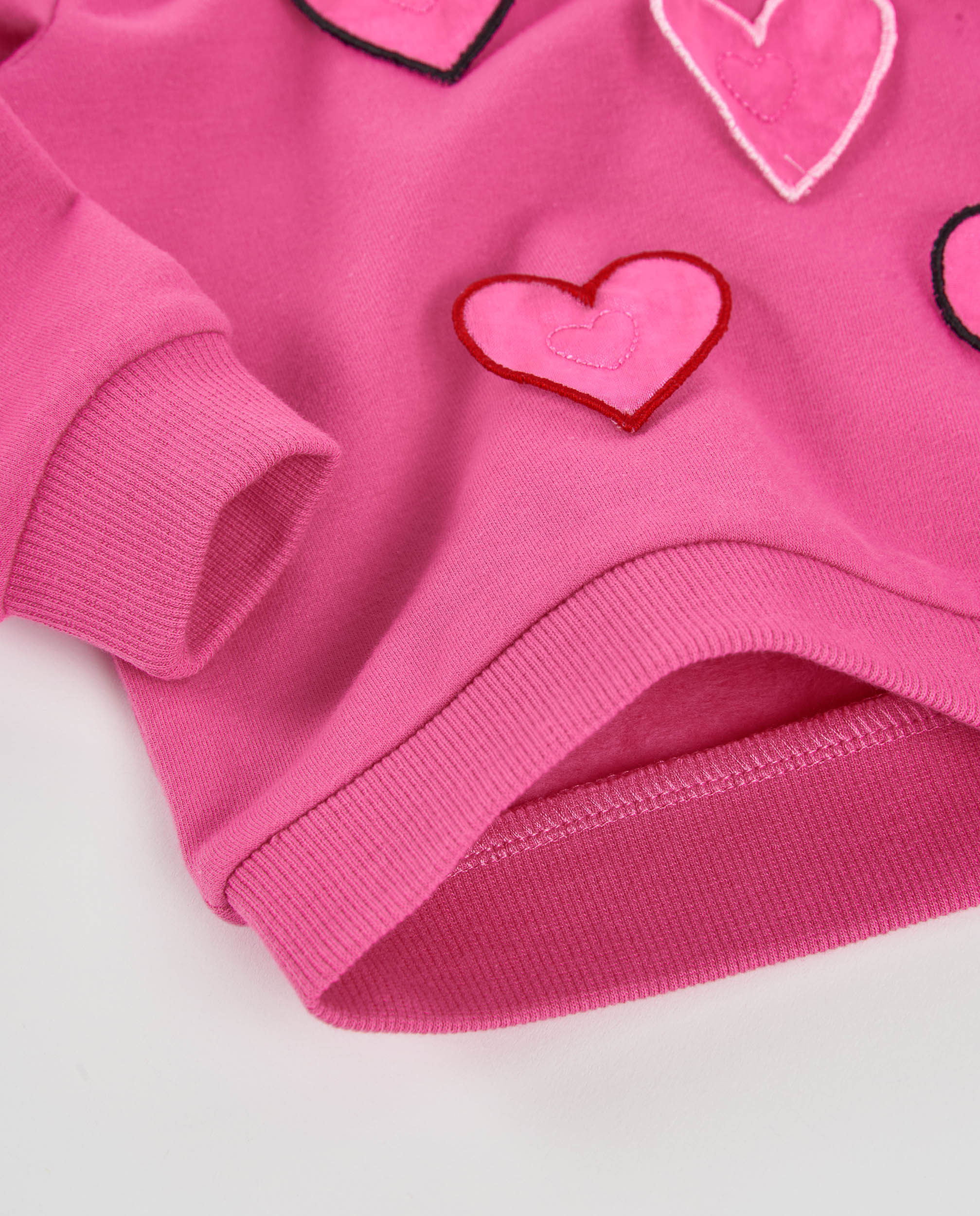 Sweatshirt Infantil de Felpa com Corações Bordados e Tecido Quente Rosa-5