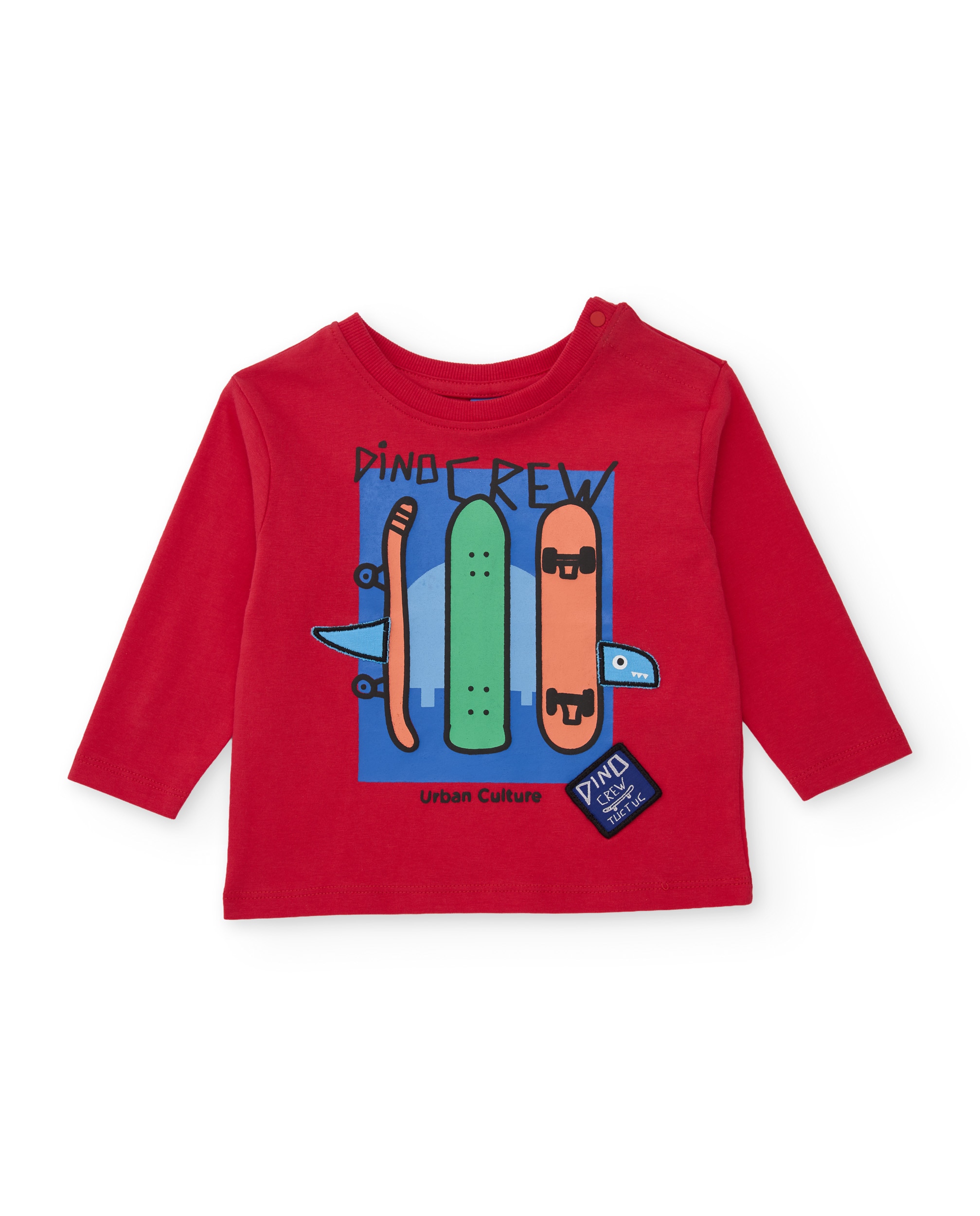 T-shirt Infantil de Malha com Estampado Divertido e Tacto Suave Vermelho-2
