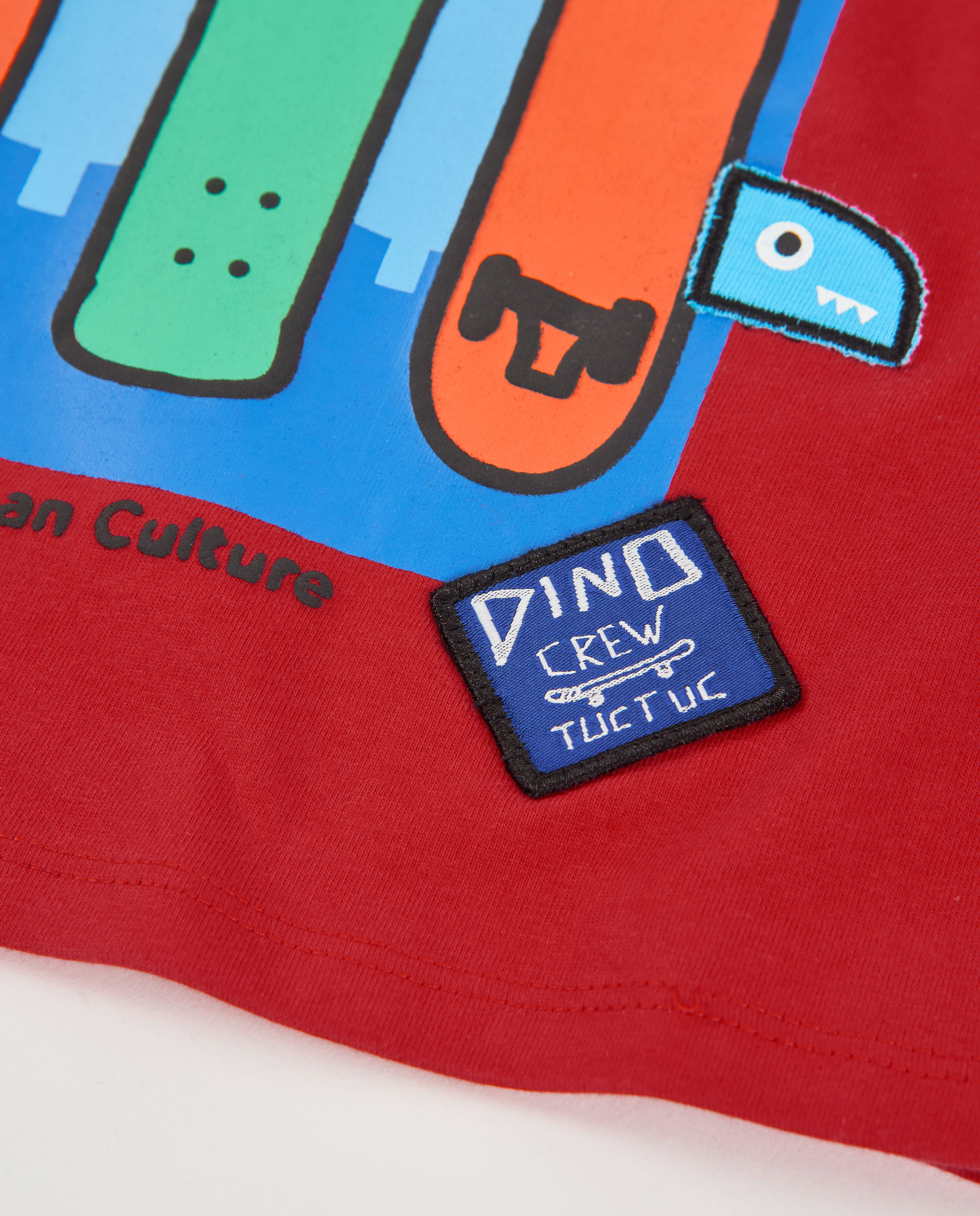 T-shirt Infantil de Malha com Estampado Divertido e Tacto Suave Vermelho-5