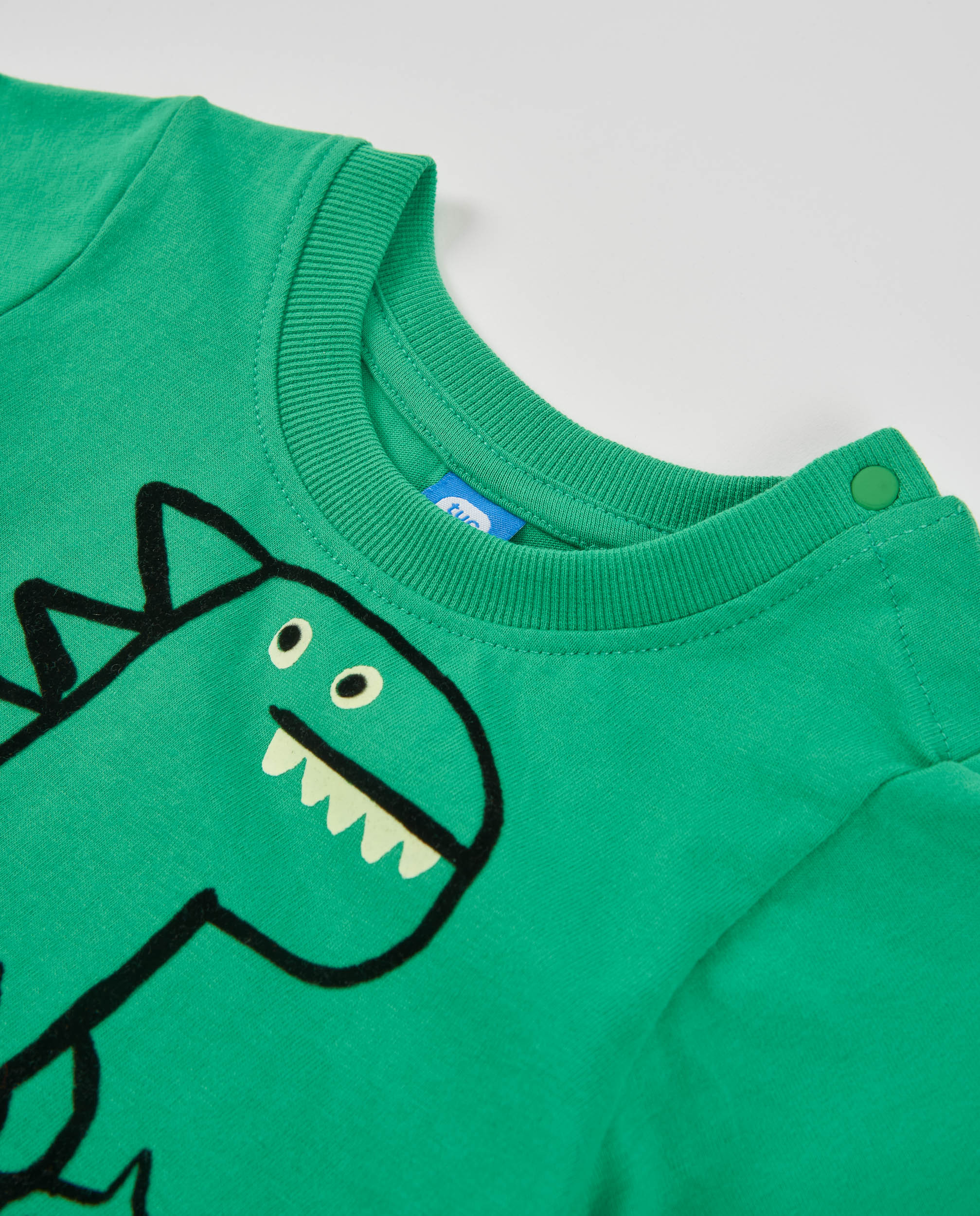 T-shirt Infantil de Malha com Gráfico de Dinossauro Verde-3