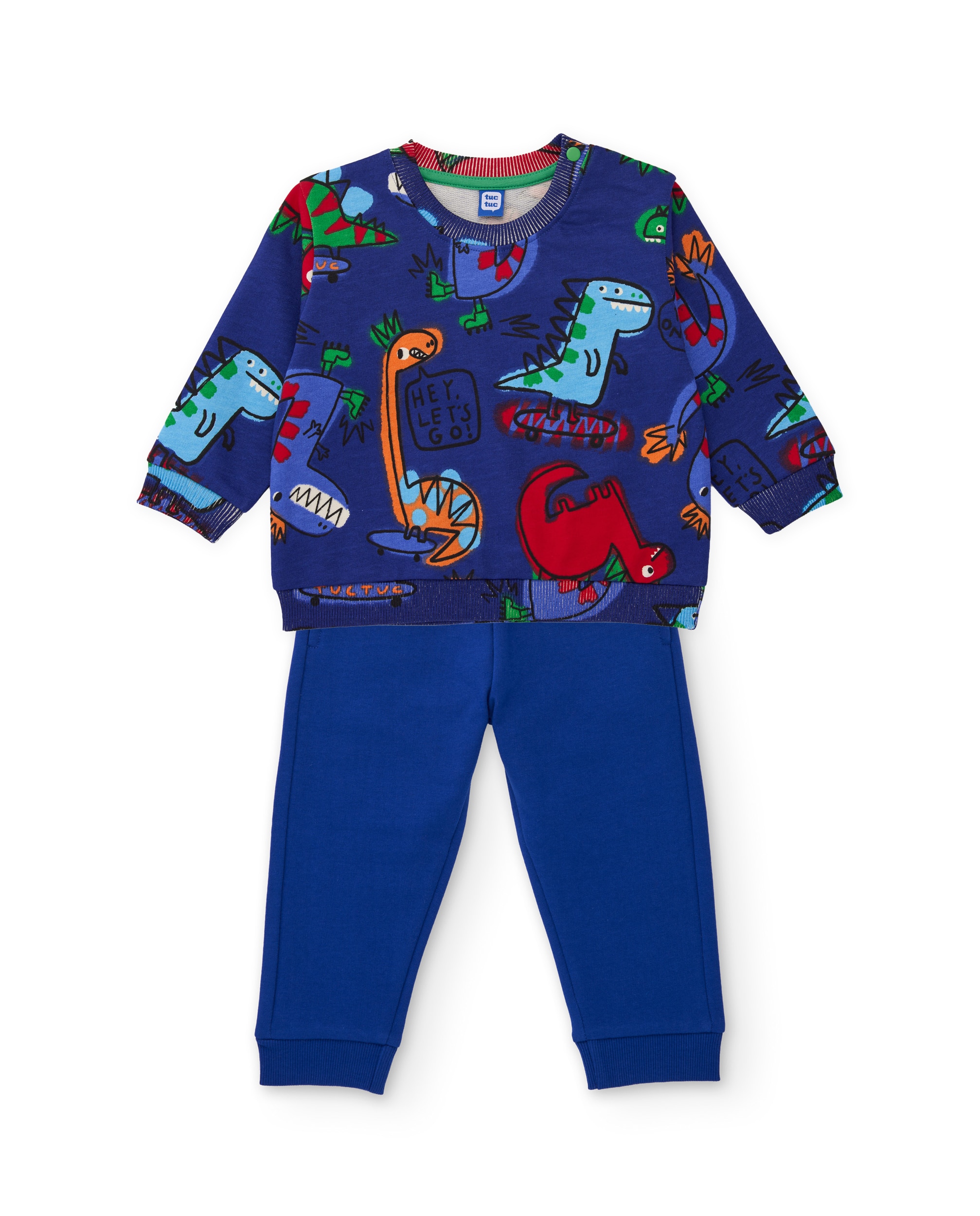 Imagem 0 de Conjunto Infantil de Felpa com Sweatshirt de Estampado de Dinossauros e Calças